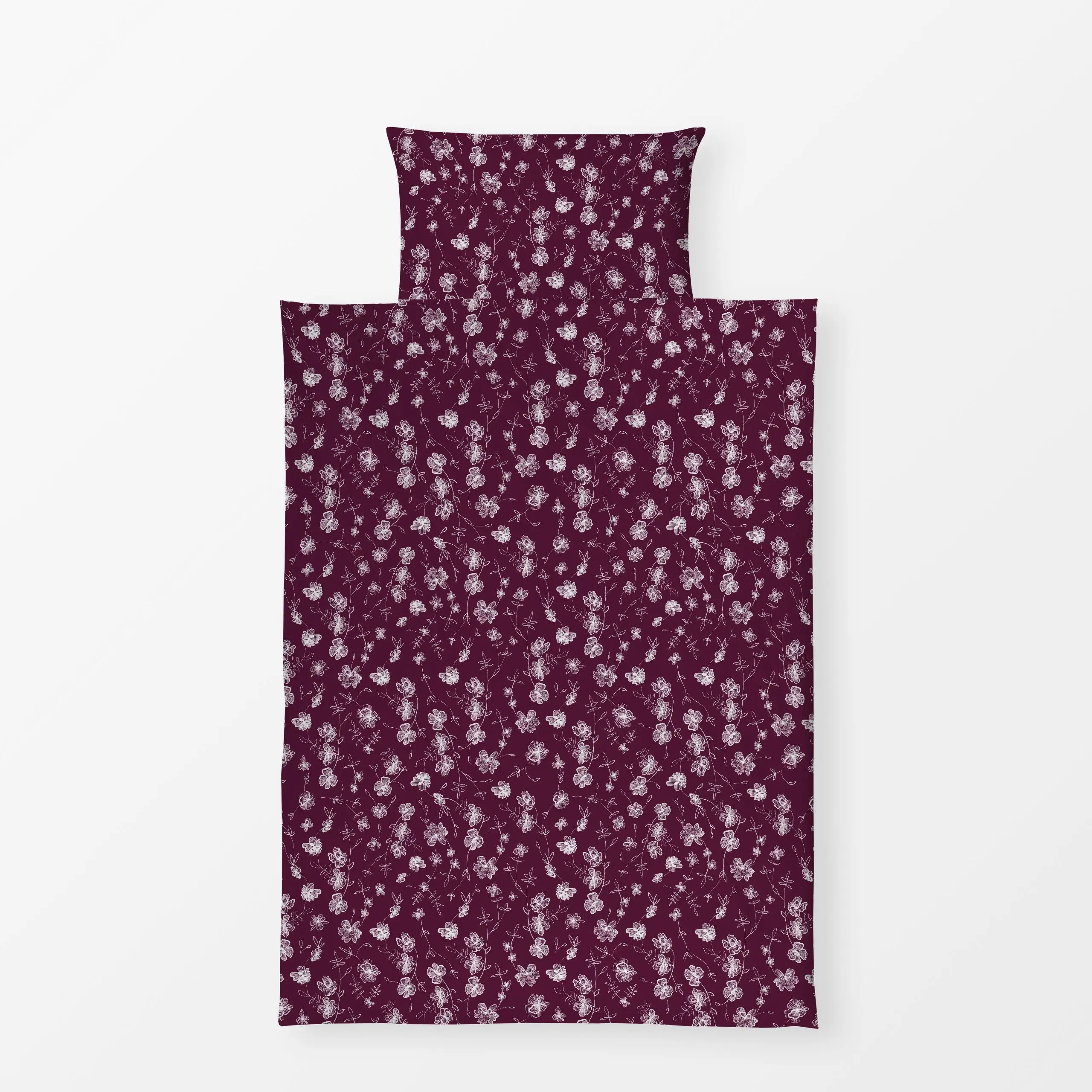 Bettwäsche Blumenmuster Burgundy - Blumen & Florales, Sommer - von „Sophie Augustin Illustration"; Blumen, Sommer, romantisc...