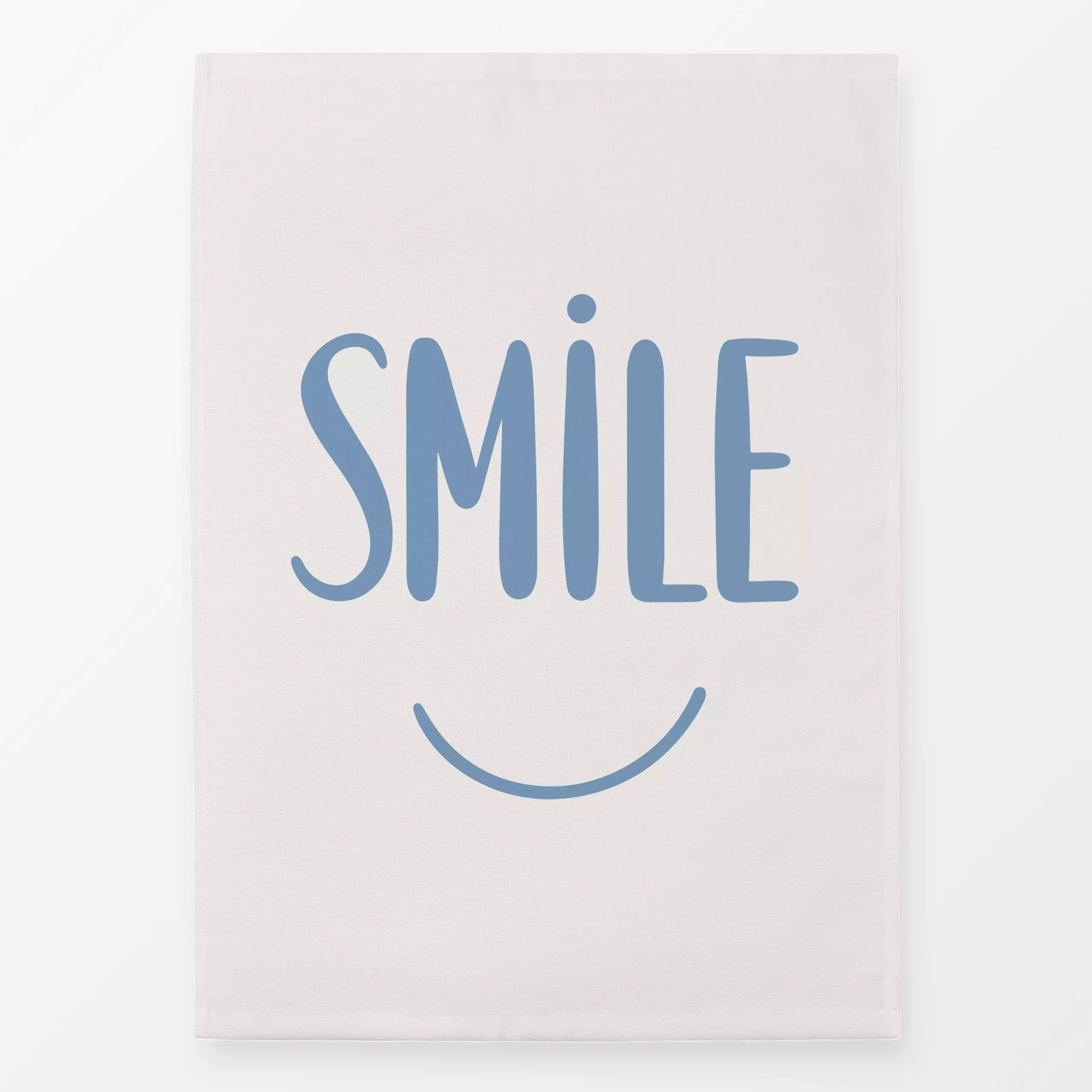 Geschirrtücher Smile beige blau - Sprüche & Schriftzüge - von „Kathrin Woo“; modern, typografie, Spruchkissen, fun, Handlett...