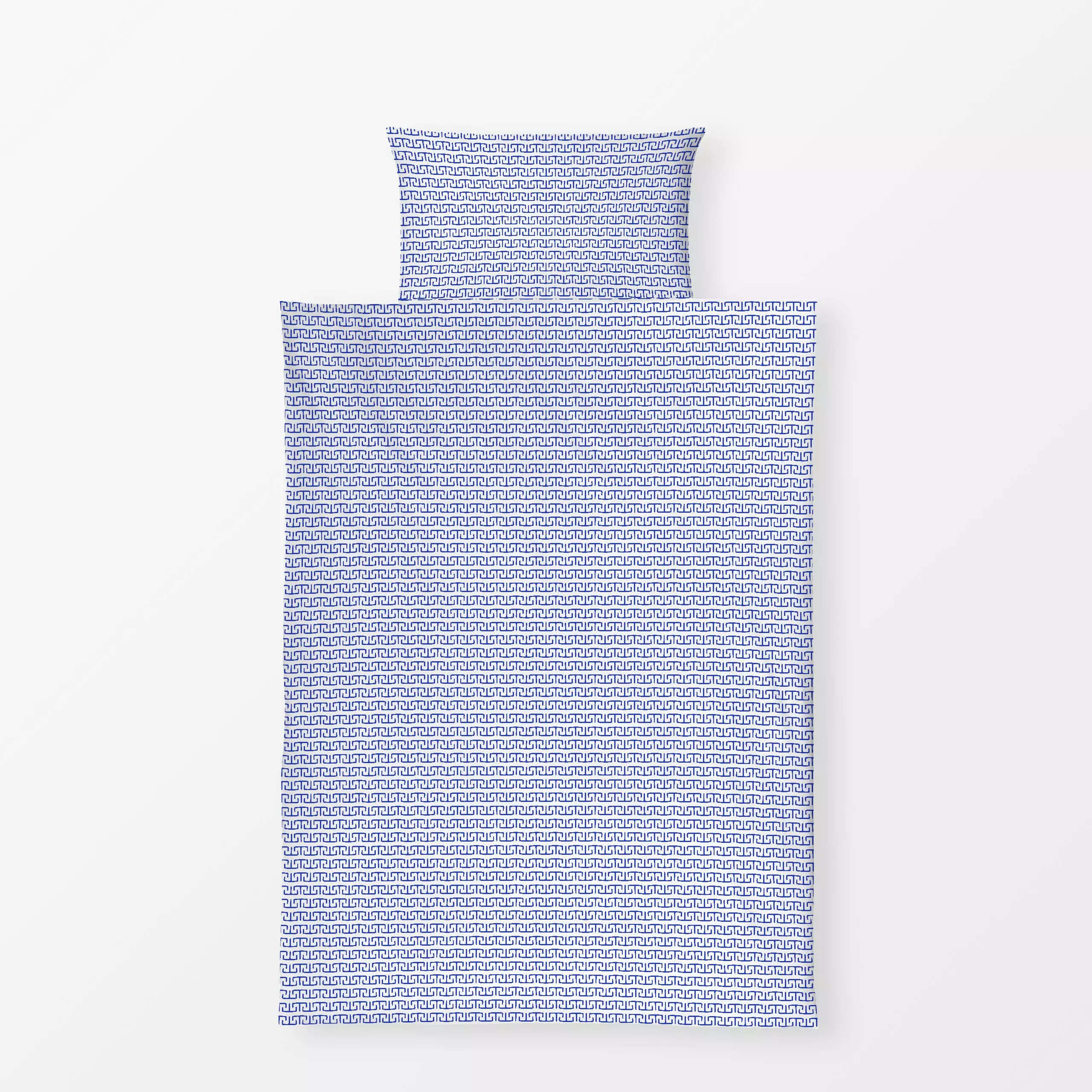 Bettwäsche Fresko aspro - Symbole & Muster - von „Karen Menzenbach"; boho, Muster, Linien, Meer, Sommer, blau, Weiss, gemust...