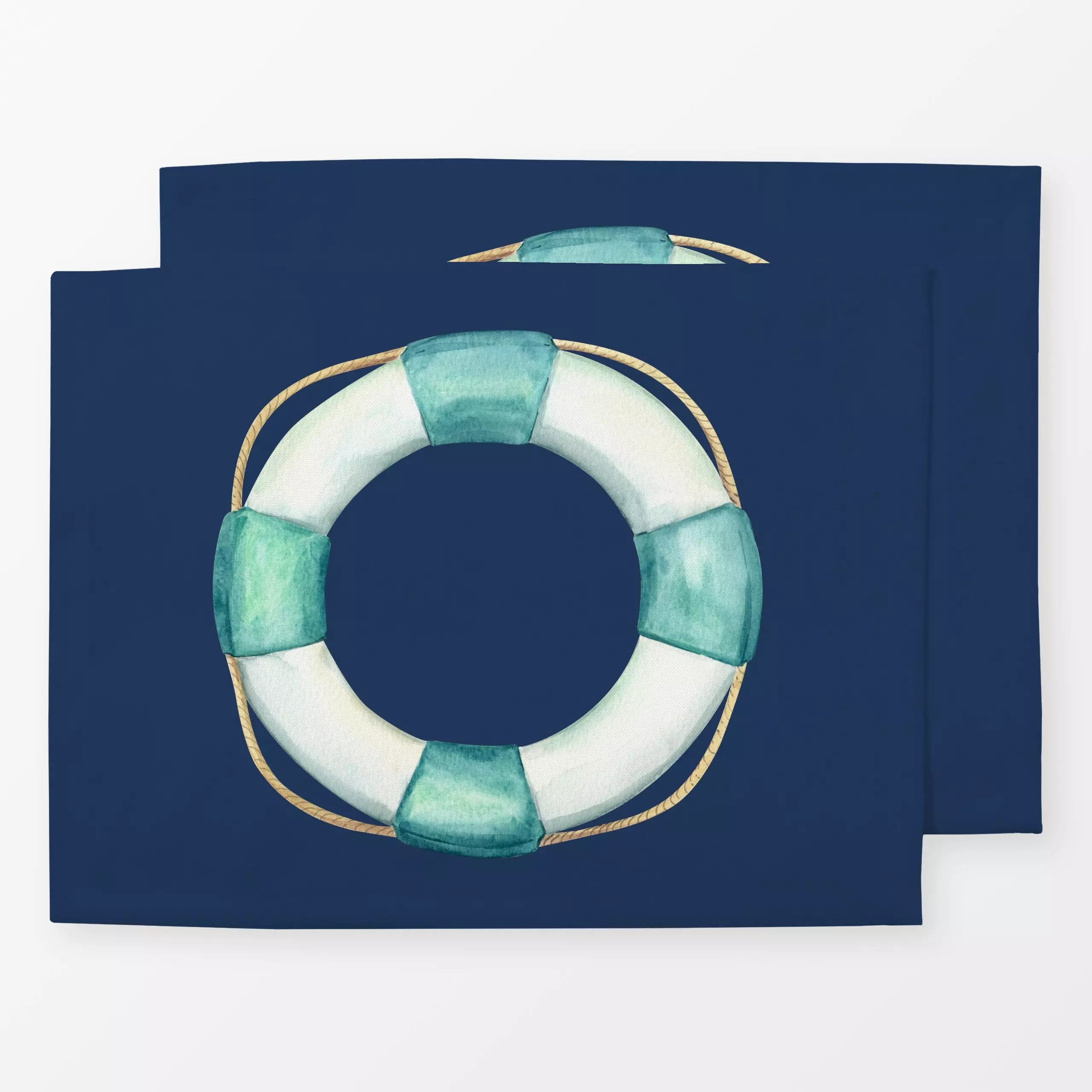 Tischset Rettungsring Navy Blau - von „Katrin Graff“; Strand, Geburt & Baby, pool, swimmingpool, maritim, nautical, segeln, ...