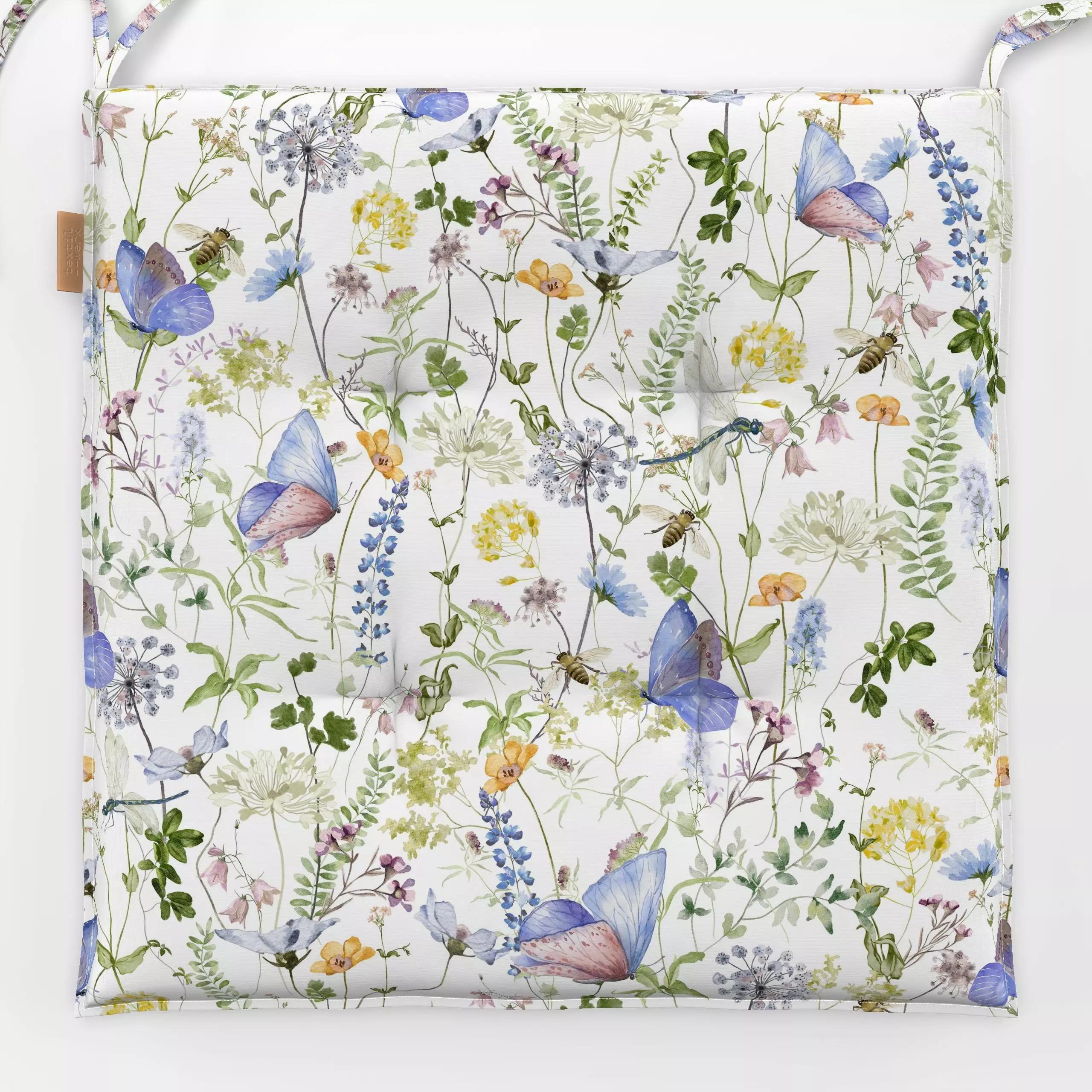 Sitzkissen Sommer Wiese 11 - Blumen & Florales, Retro & Vintage - von „Uta Naumann"; Muster, Wasserfarben, skandinavisch, Bl...