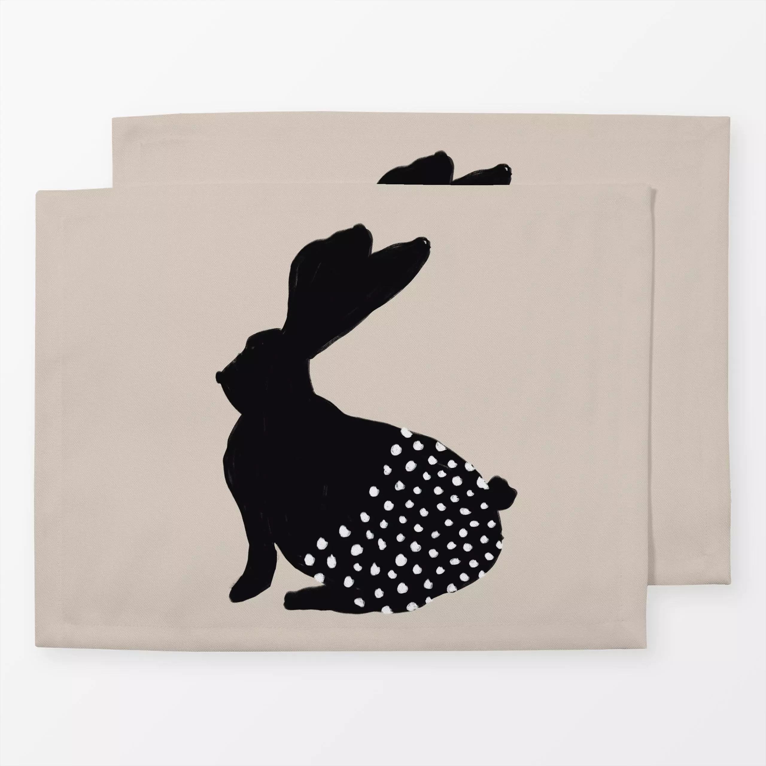 Tischset Osterhase mit Punkten Beige, gemustert, Ostern, von Sophie Augustin Illustration