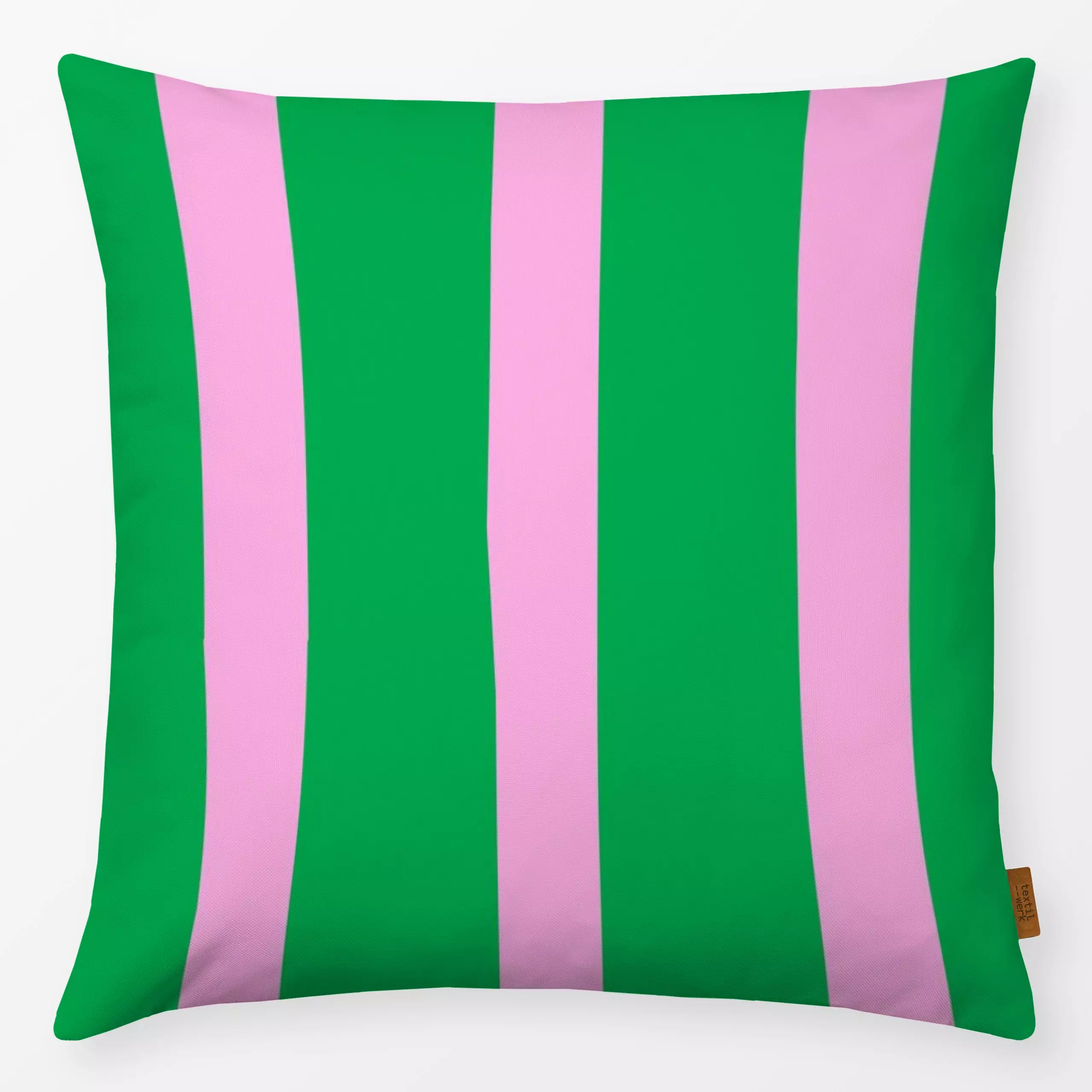 Kissen Big stripes pink green - Symbole & Muster - von „Lisa Jasmin Bauer"; Streifen, Farben, farbenfroh, colorful, gestreif...