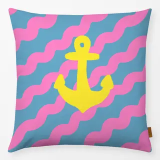Kissen Anker Gelb Wellen Pink Blau