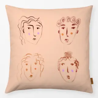 Kissen Malerei Gesichter Terracotta