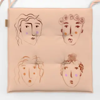 Sitzkissen Malerei Gesichter Terracotta