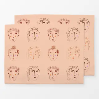 Tischset Malerei Gesichter Terracotta