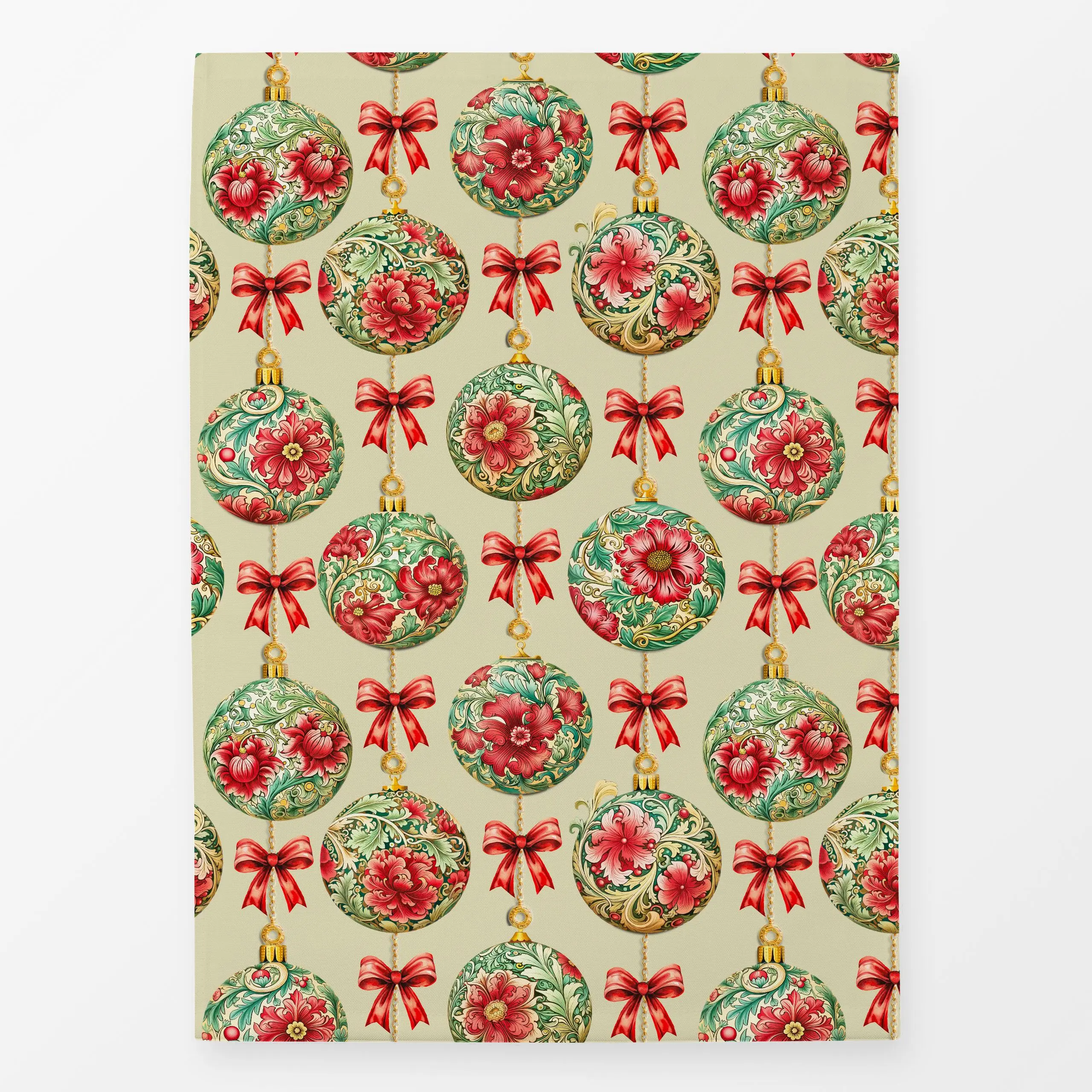 Geschirrtücher Vintage Christmas Beige - Weihnachten - von „Andrea Haase"; vintage, christbaumschmuck, Christbaumkugeln, Nos...