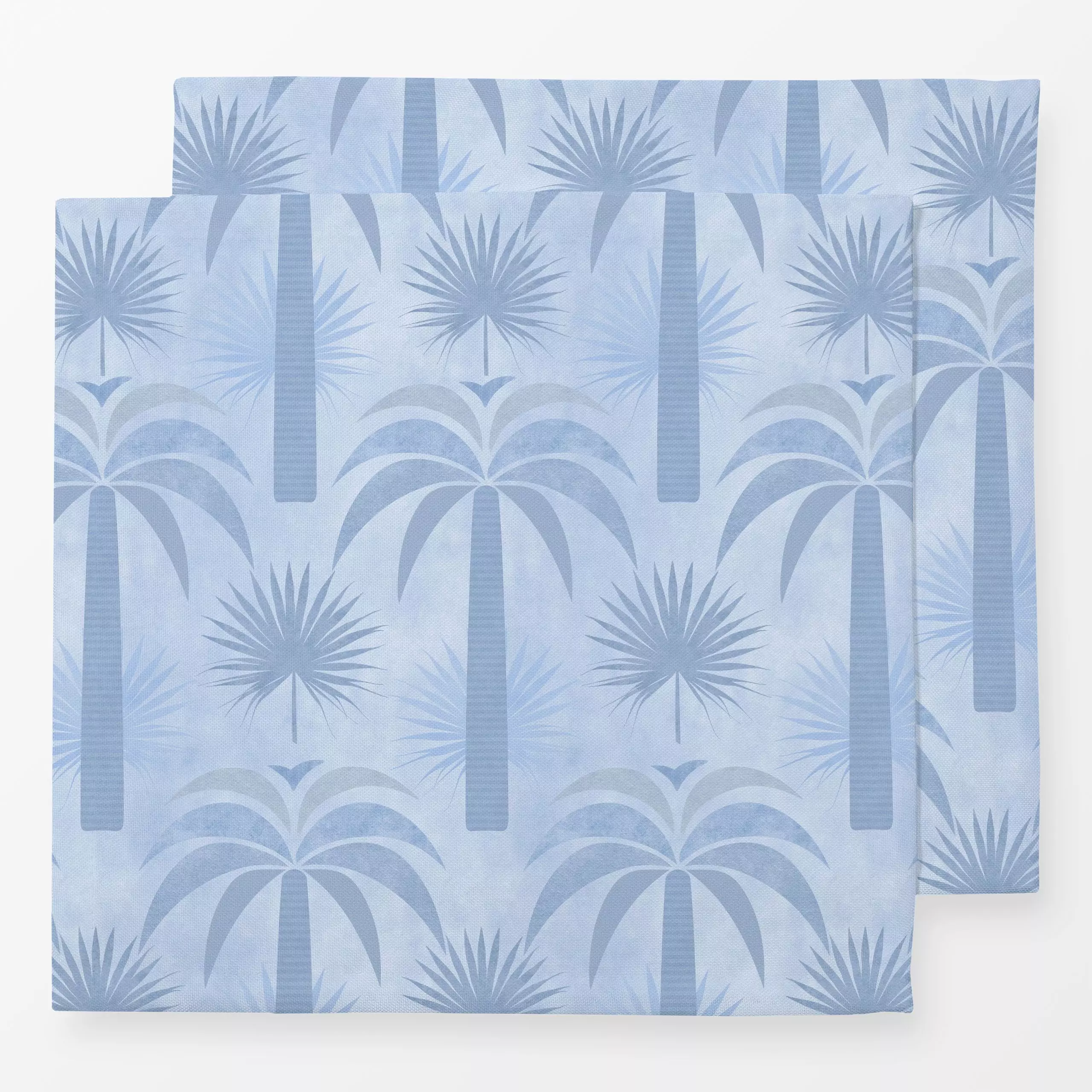 Servietten Calm Oasis Blue - Sommer, Pflanzen & Botanik - von „Andrea Haase"; Aquarell, Palmen, Sommer, Palmenwedel, Urlaub,...