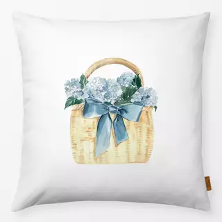 Kissen Korbtasche mit Hortensie