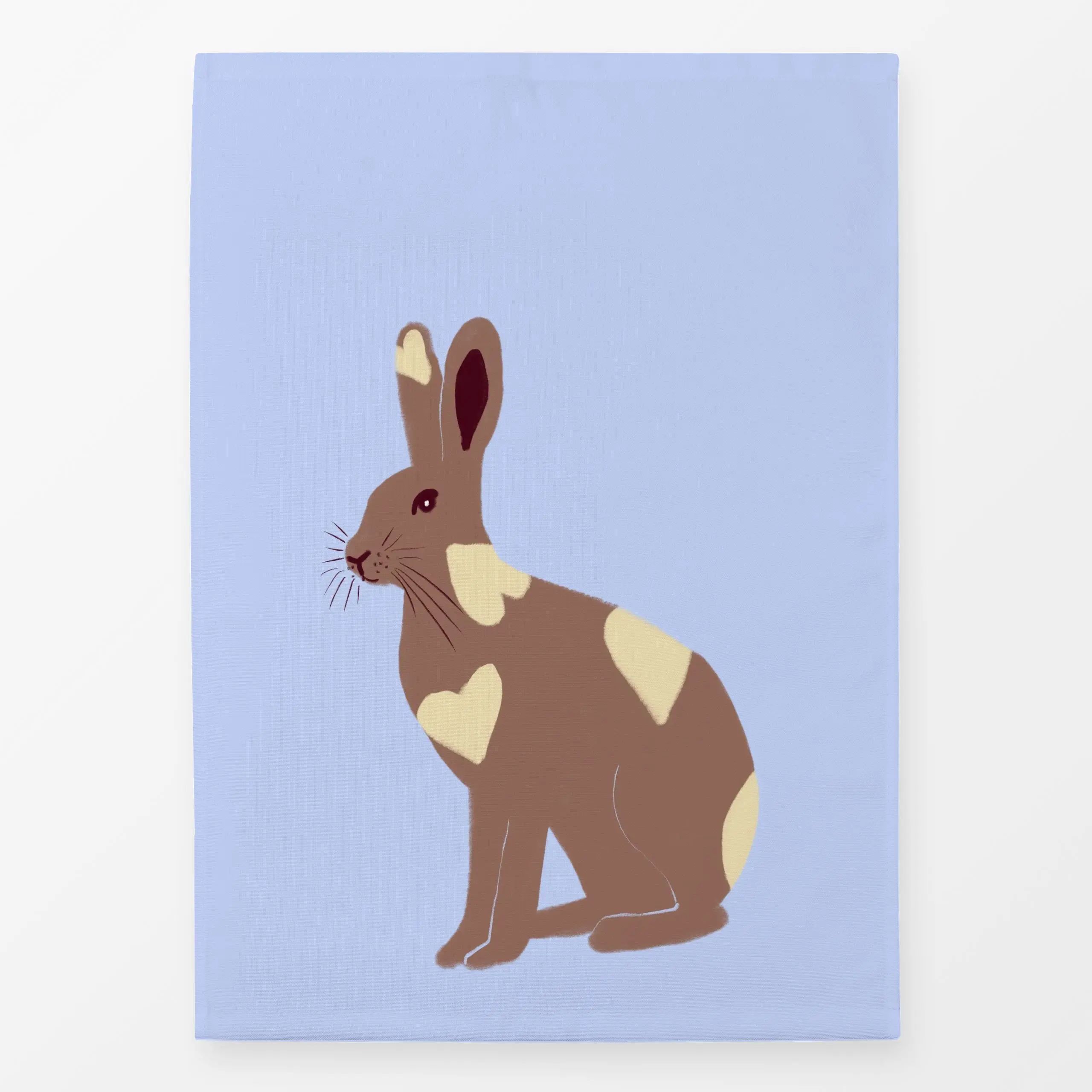 Geschirrtücher Hase mit Herzen Blau - Frühling, Tiere, Ostern - von „Sophie Augustin Illustration"; Hase, Tiere, Herzen, Kan...