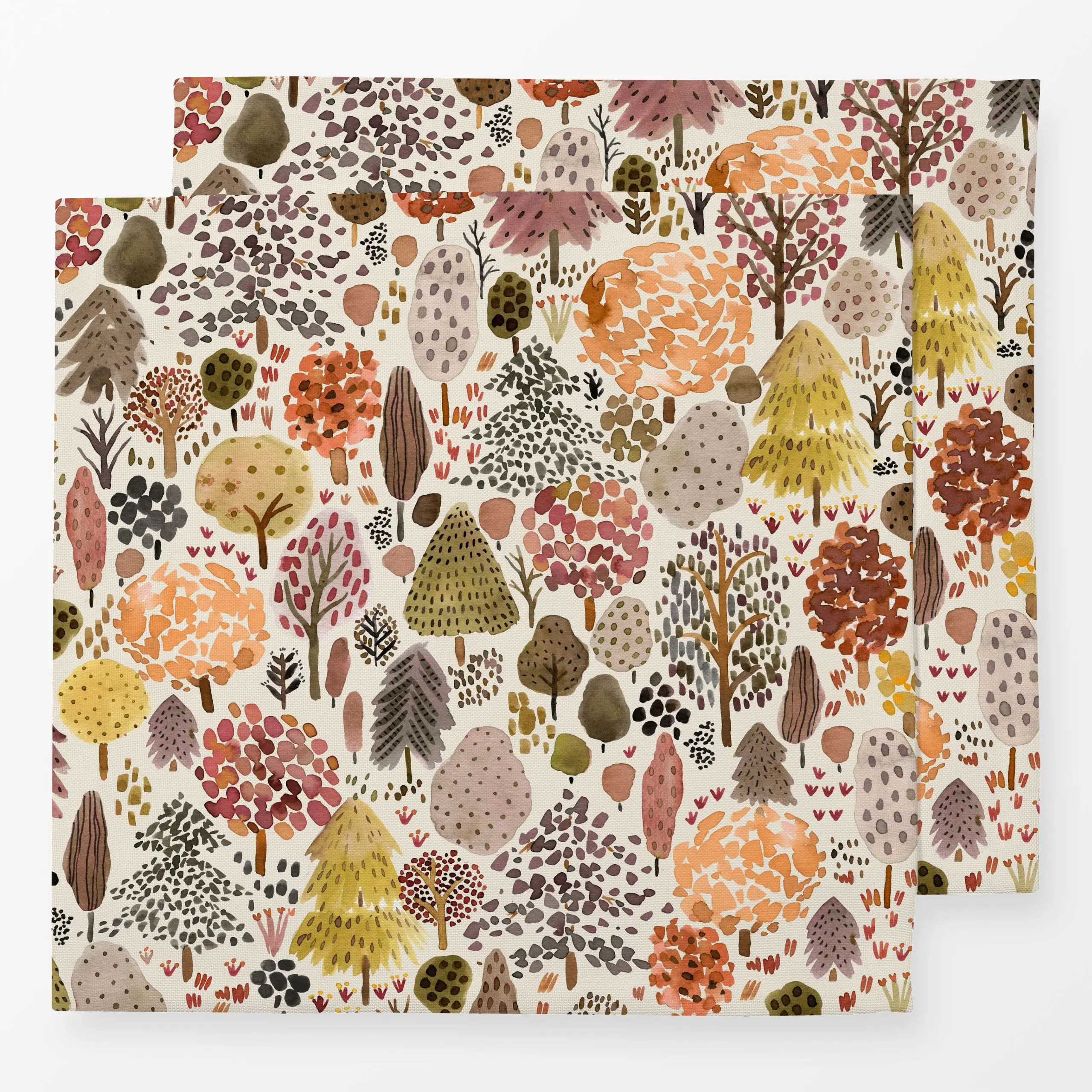 Servietten Autumn Trees Forest Terrakotta - Herbst, Natur & Landschaft - von „Ninola Design "; Bäume, Wald, Herbst, Scandi, ...