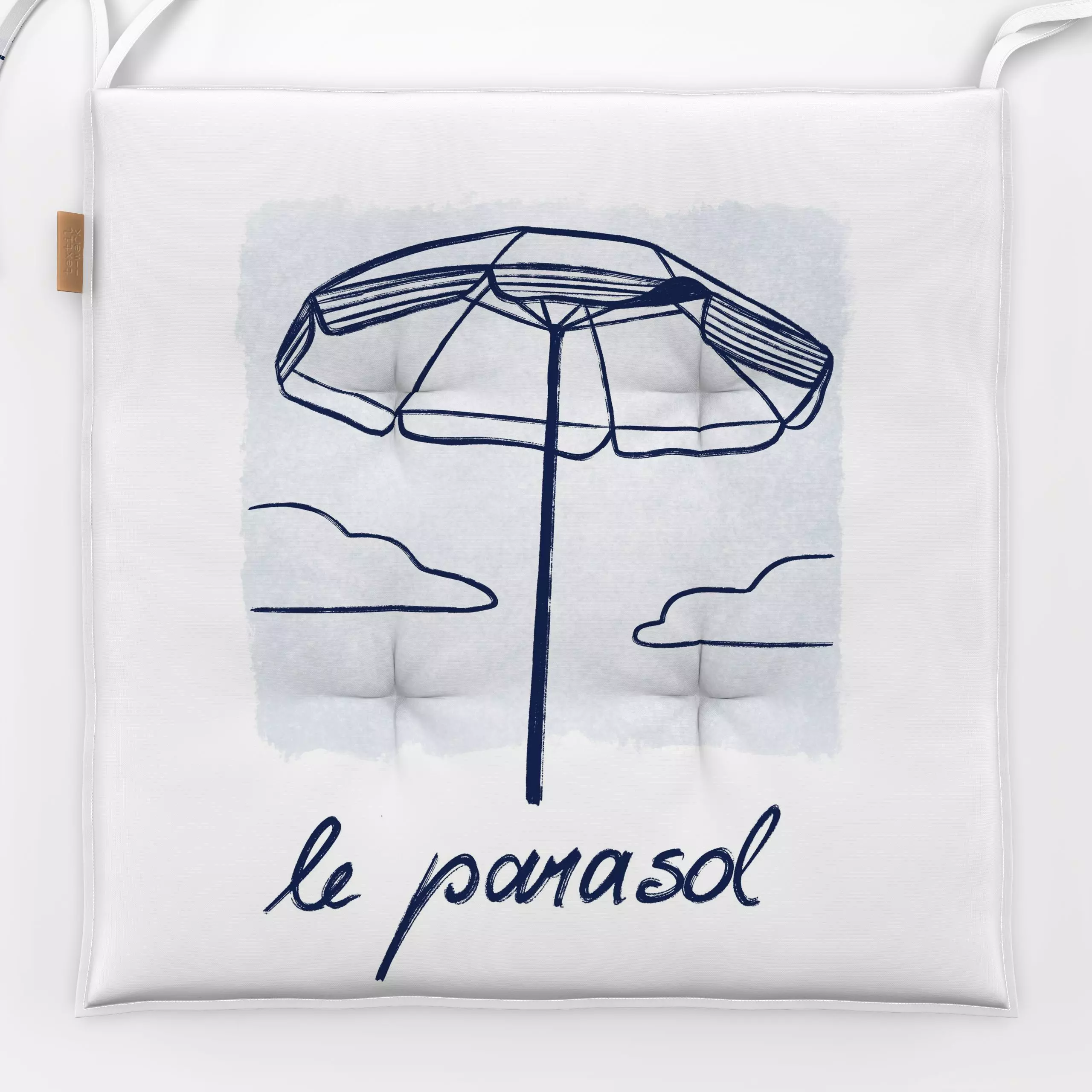 Sitzkissen Le Parasol - Sommer, Sprüche & Schriftzüge - von „Barlena"; Strand, Sonne, Sommer, Urlaub, Handschrift, handgesch...