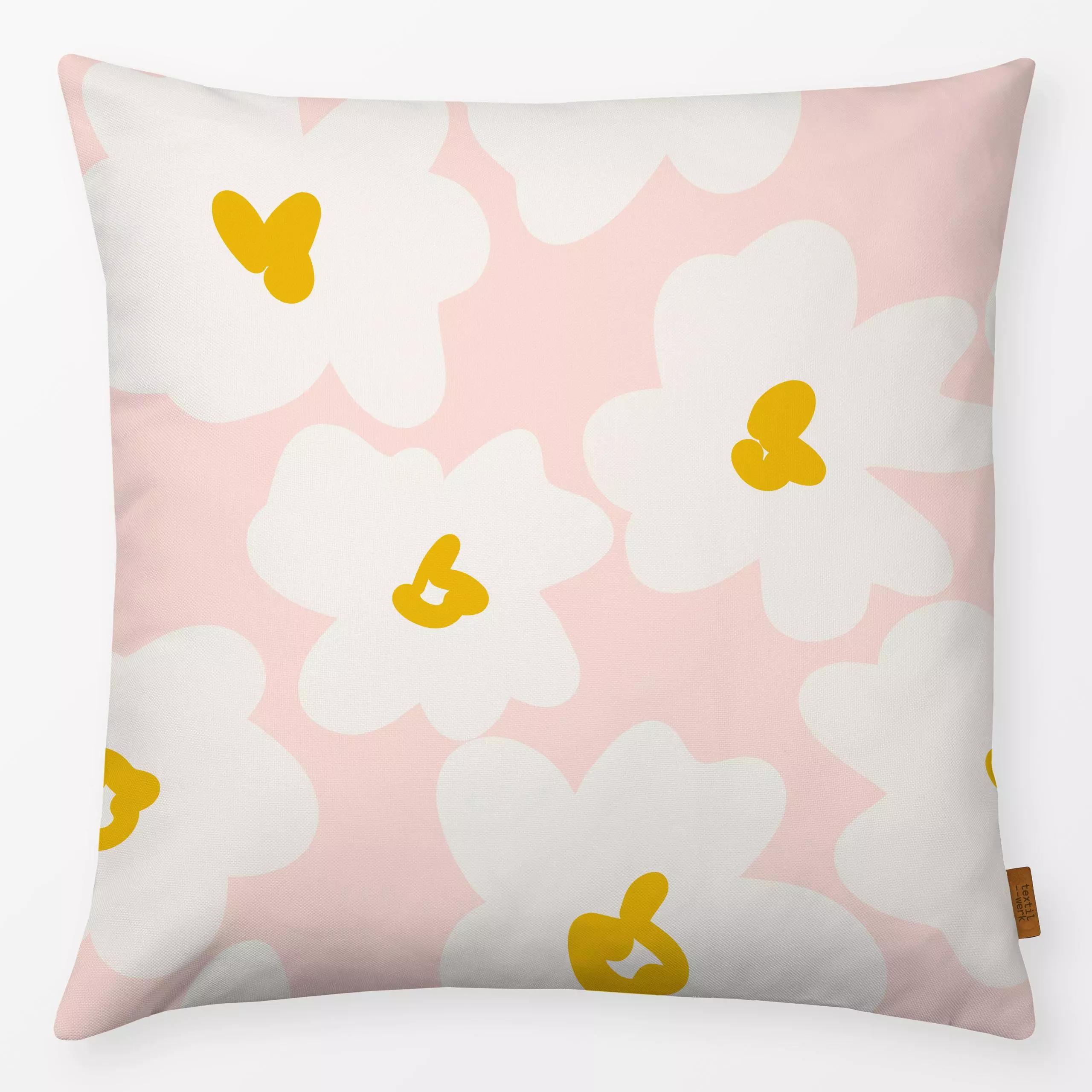 Kissen Gänseblümchen Modern Rosa - Blumen & Florales, Sommer - von „Uta Naumann"; boho, abstrakt, skandinavisch, Blumen, Gar...