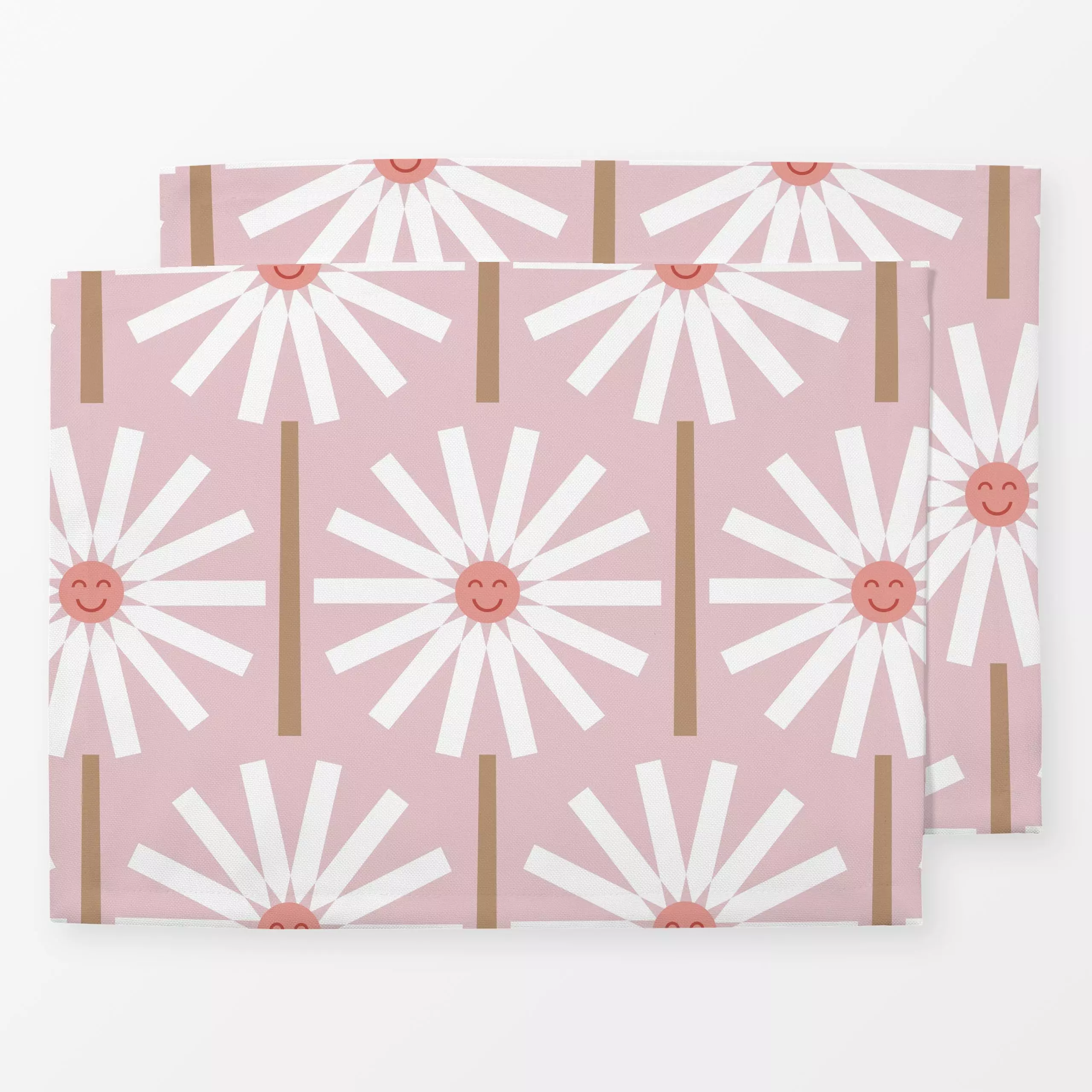 Tischset Happy Daisy rosa - Blumen & Florales, Kinderzimmer & Motive für Kinder - von „Kathrin Woo"; Muster, Kinder, abstrak...