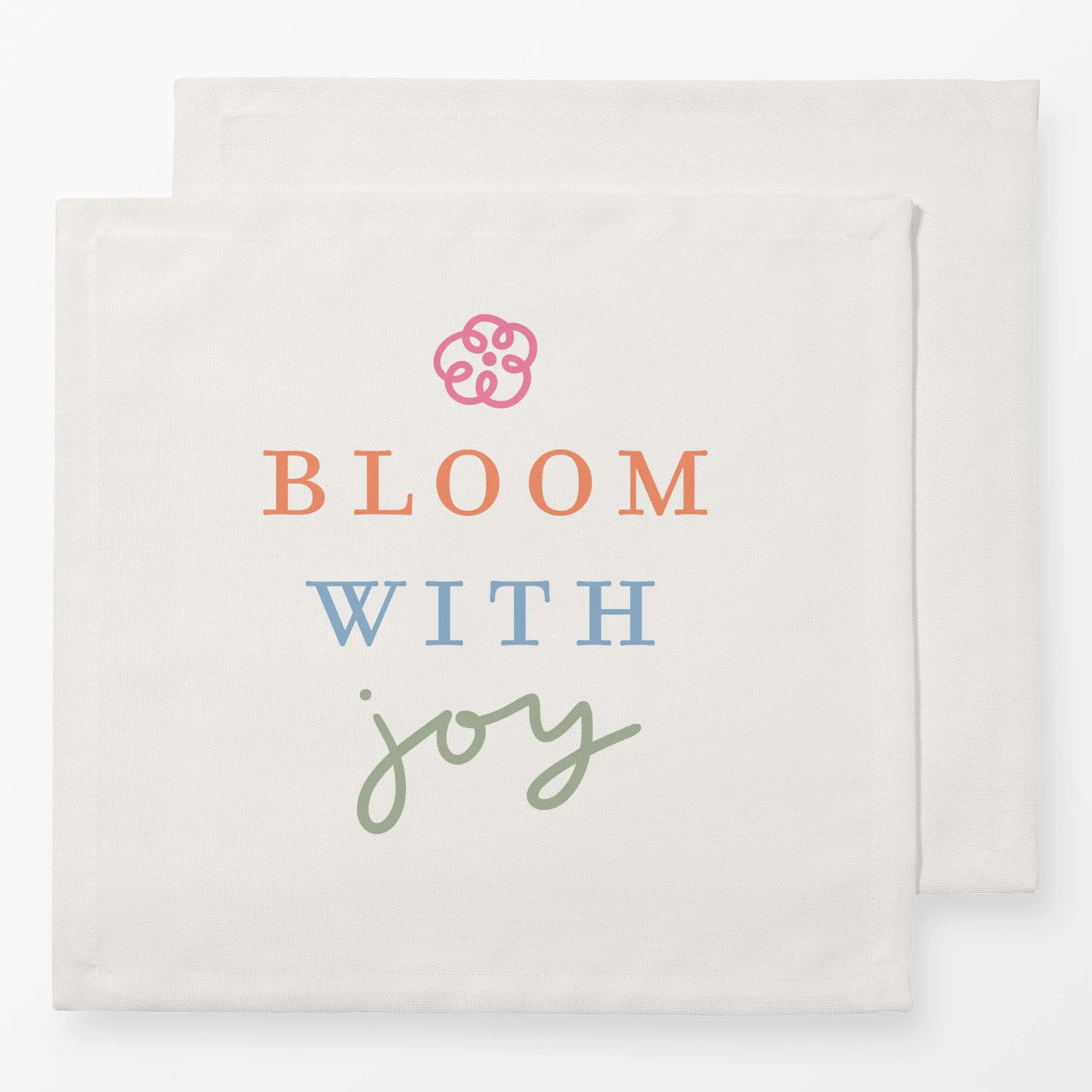 Servietten Bloom with joy bunt - Frühling - von „Kruth Design"; Blumen, Ostern, Spruchkissen, Fruehling, Gartendeko, kruthde...