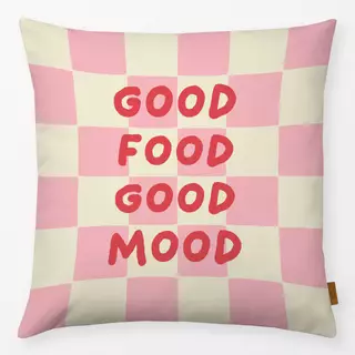 Kissen Good Food Good Mood kariert