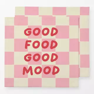 Servietten Good Food Good Mood kariert
