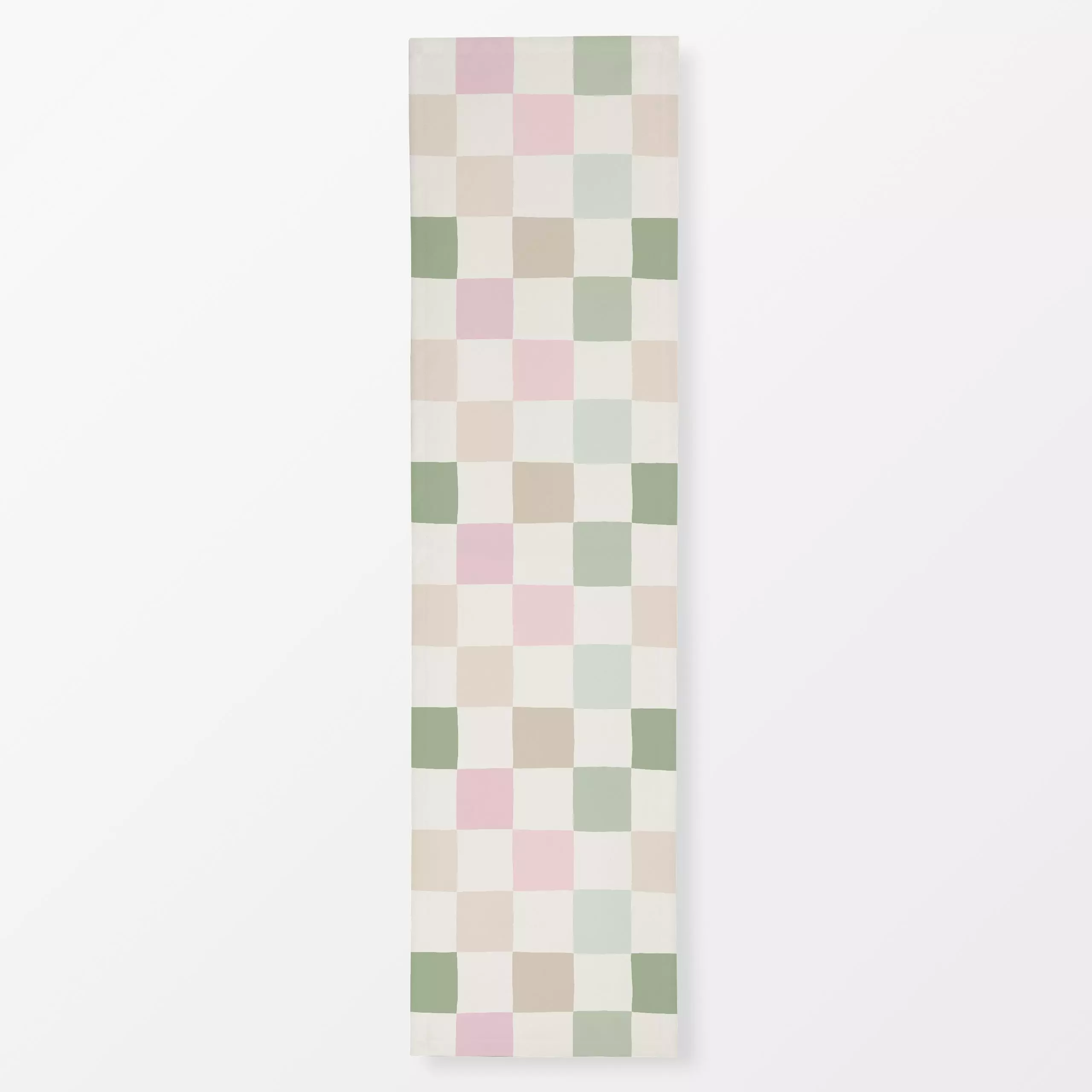 Tischläufer Karo rosa grün - Symbole & Muster - von „Studio Kesse"; Garten, Karo, Scandi, bunt, karriert, Schachbrett, Garte...