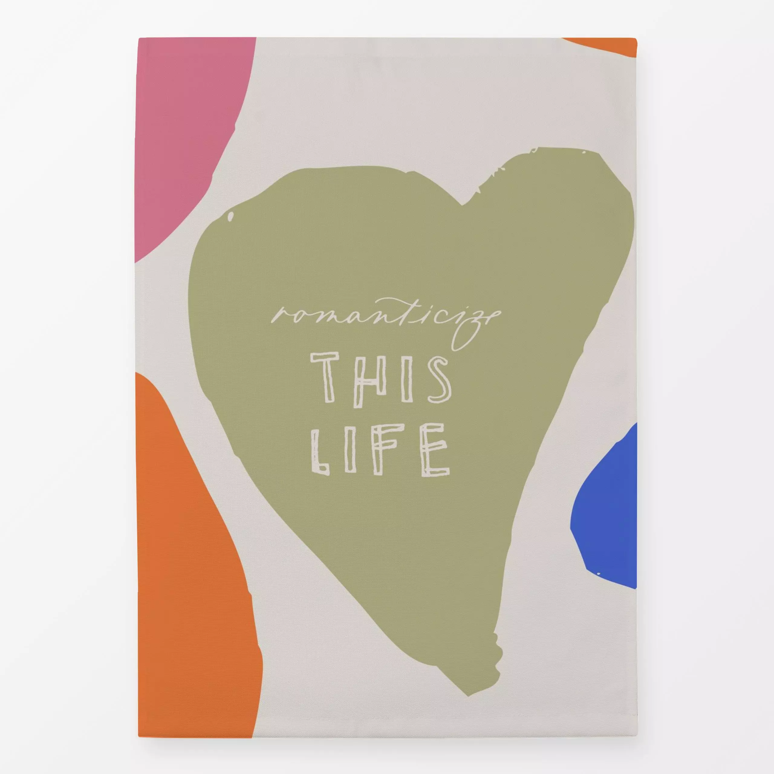 Geschirrtücher romanticize this life bunt - Sprüche & Schriftzüge, Symbole & Muster - von „youdiful"; Orange, Herzen, blau, ...