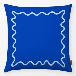 Kissen Wellenrand Blau