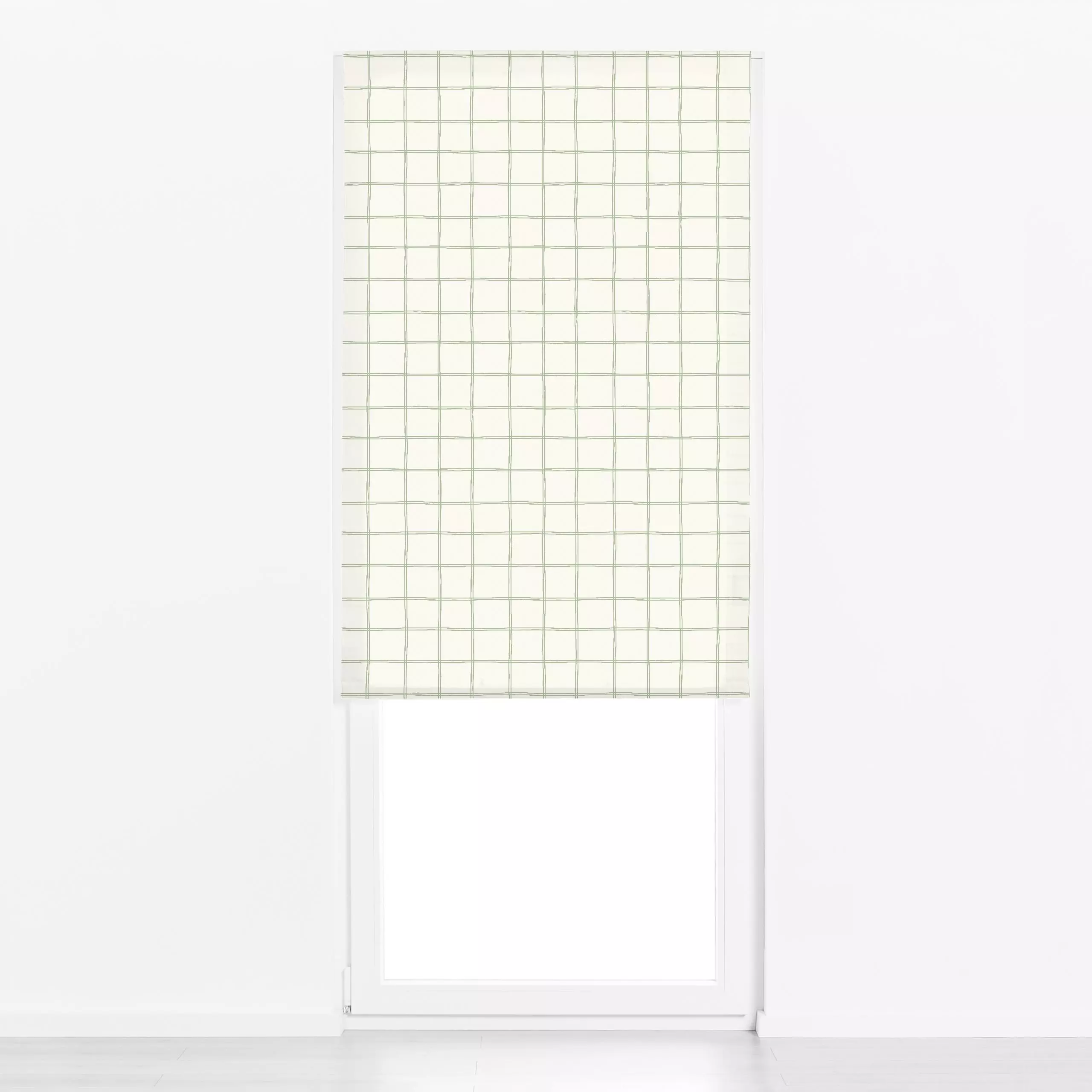 Raffrollo Karo Linien grün scandi - Symbole & Muster - von „Studio Kesse"; minimal, Garten, Karo, Scandi, Karos, kariert, Sc...