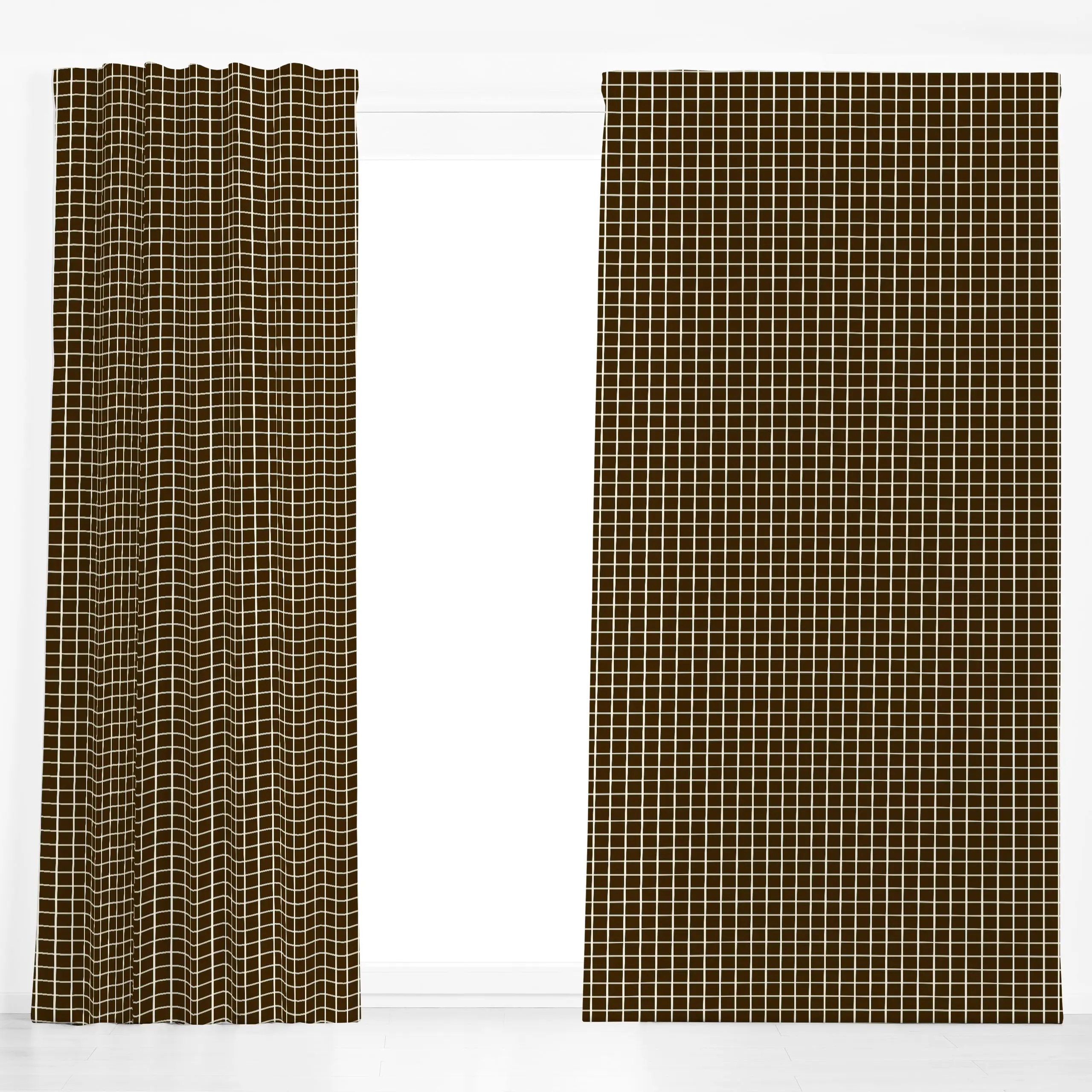 Dekovorhang Calm Christmas grid soft brown - Weihnachten, Winter, Symbole & Muster - von „Fjord Studio"; Weihnachten, trend,...