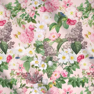 Meterware Üppiger Sommer Blumengarten