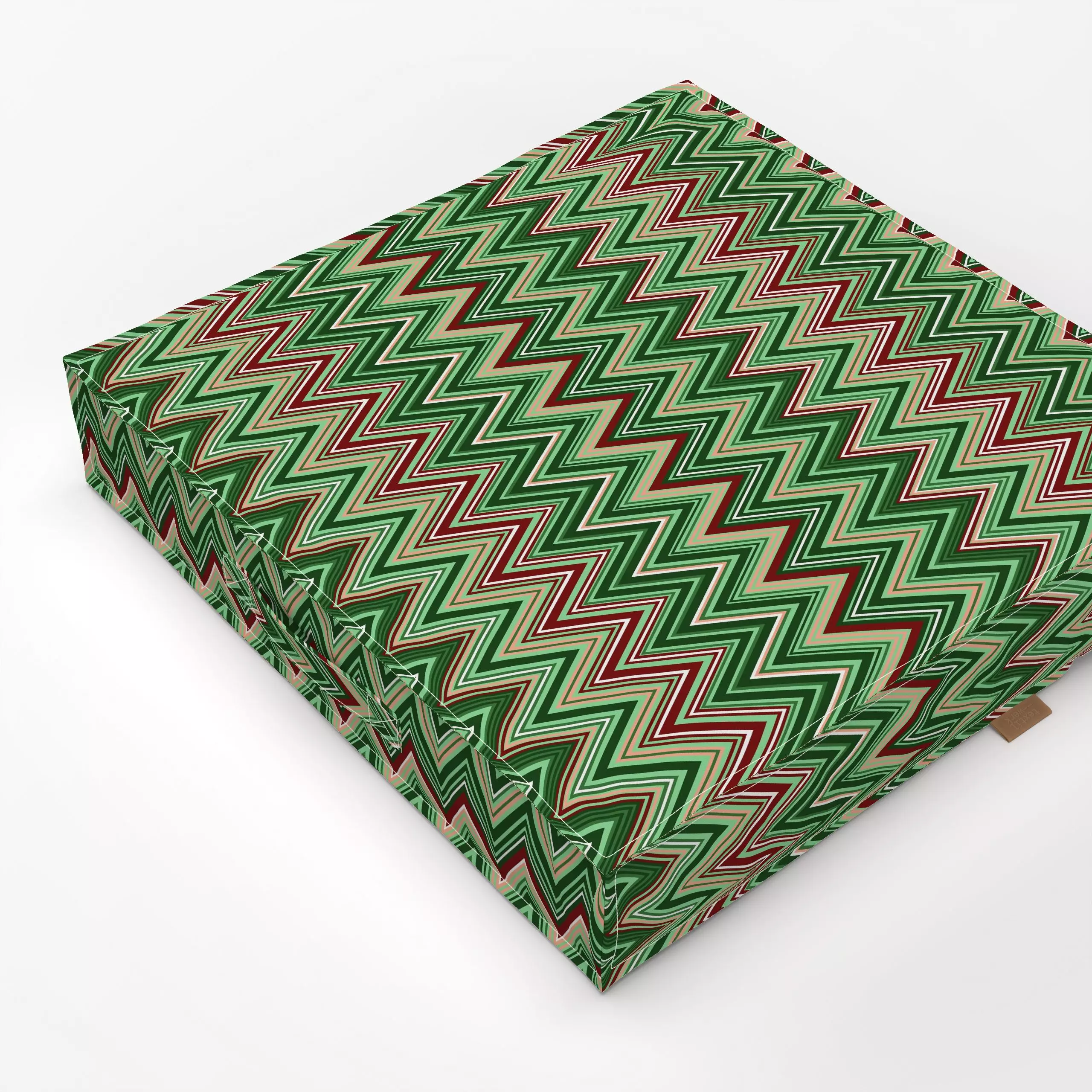 Bodenkissen Chevron Grün - Symbole & Muster - von „Studio Kesse x sweetlivinginterior"; boho, Streifen, Zickzack, Chevron, S...