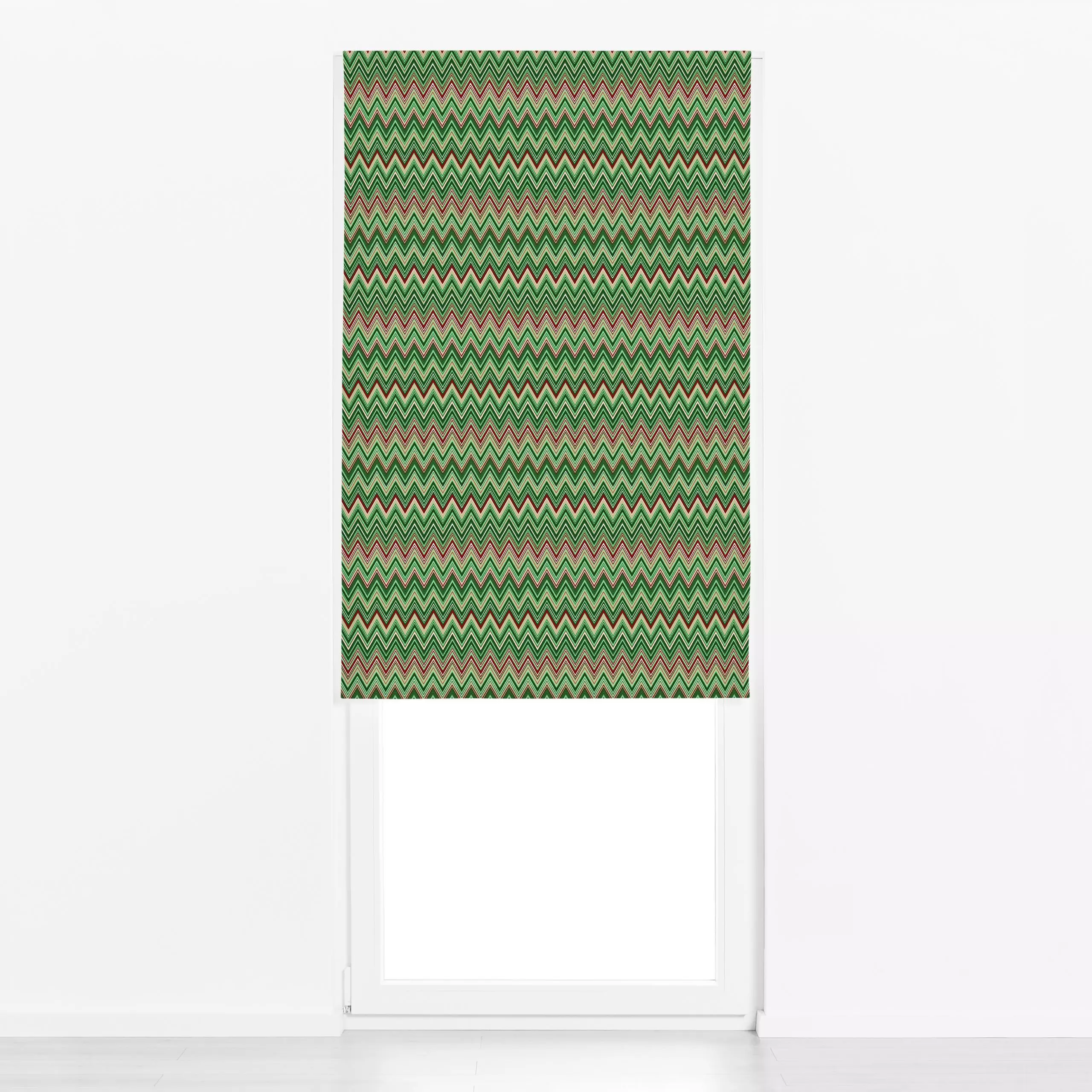 Raffrollo Chevron Grün - Symbole & Muster - von „Studio Kesse x sweetlivinginterior"; boho, Streifen, Zickzack, Chevron, Str...