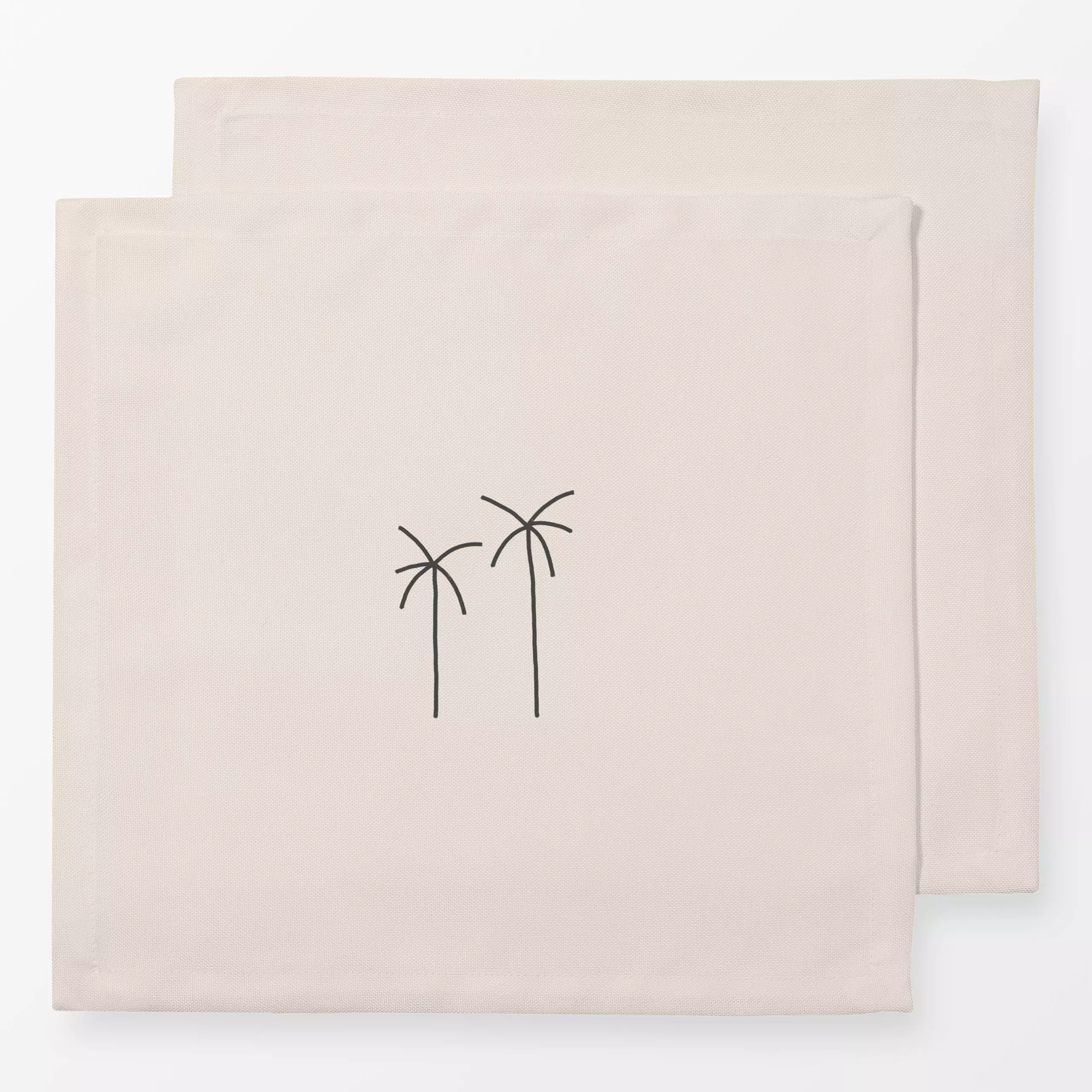 Servietten Two Palms - Natur & Landschaft, Sommer - von „Kruth Design"; Palmen, Sommerblumen, Strand, beige, minimalistisch,...