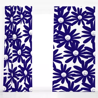 Dekovorhang Happy Flowers blau