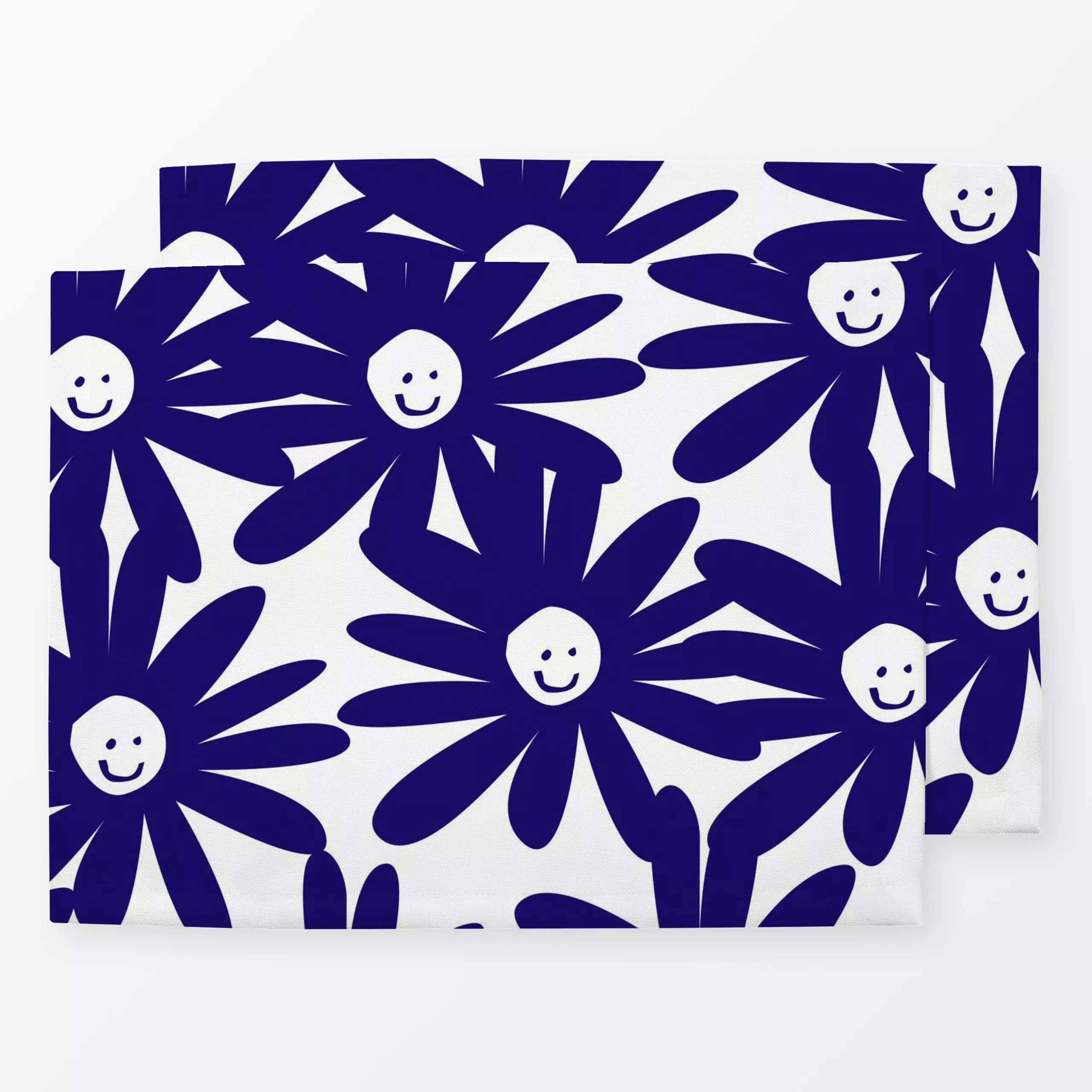 Tischset Happy Flowers blau - Blumen & Florales, Symbole & Muster, Pflanzen & Botanik - von „Helena Ravenne Illustration & D...