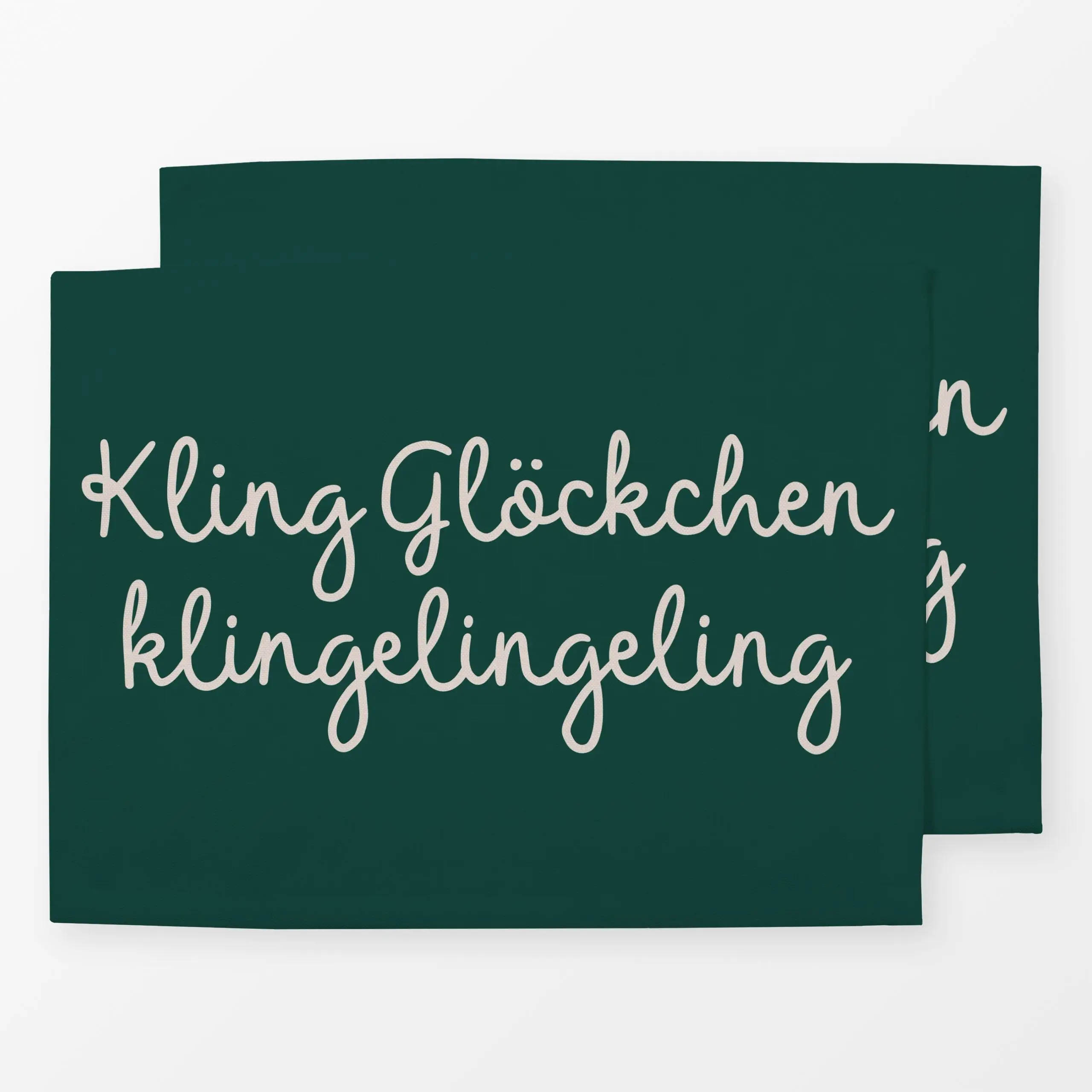 Tischset Kling Glöckchen grün - Sprüche & Schriftzüge, Weihnachten, Winter - von „Studio Kesse"; Weihnachten, weihnachtlich,...