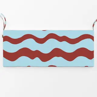 Bankauflage breite bordeaux-blaue Streifen