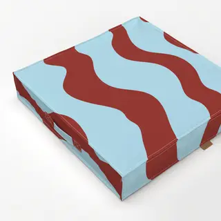 Bodenkissen breite bordeaux-blaue Streifen