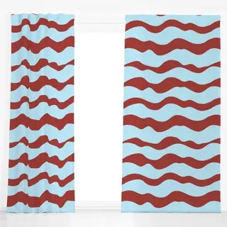 Dekovorhang breite bordeaux-blaue Streifen