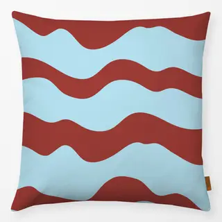Kissen breite bordeaux-blaue Streifen