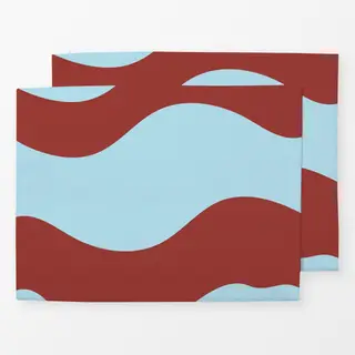 Tischset breite bordeaux-blaue Streifen