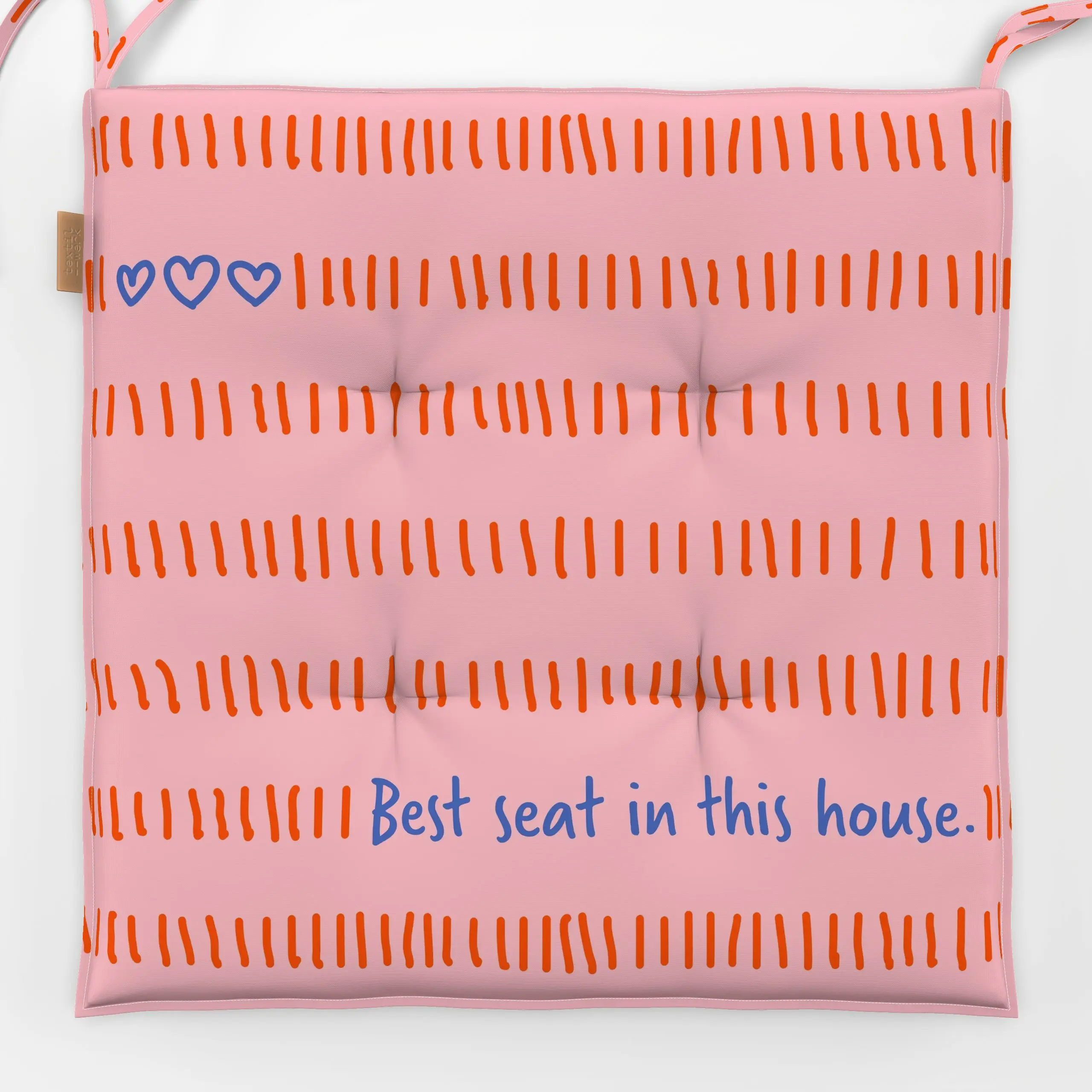 Sitzkissen Best-seat-rosa - Herbst, Sommer, Sprüche & Schriftzüge - von „Malou Studio"; Streifen, Home, typografie, spruch, ...