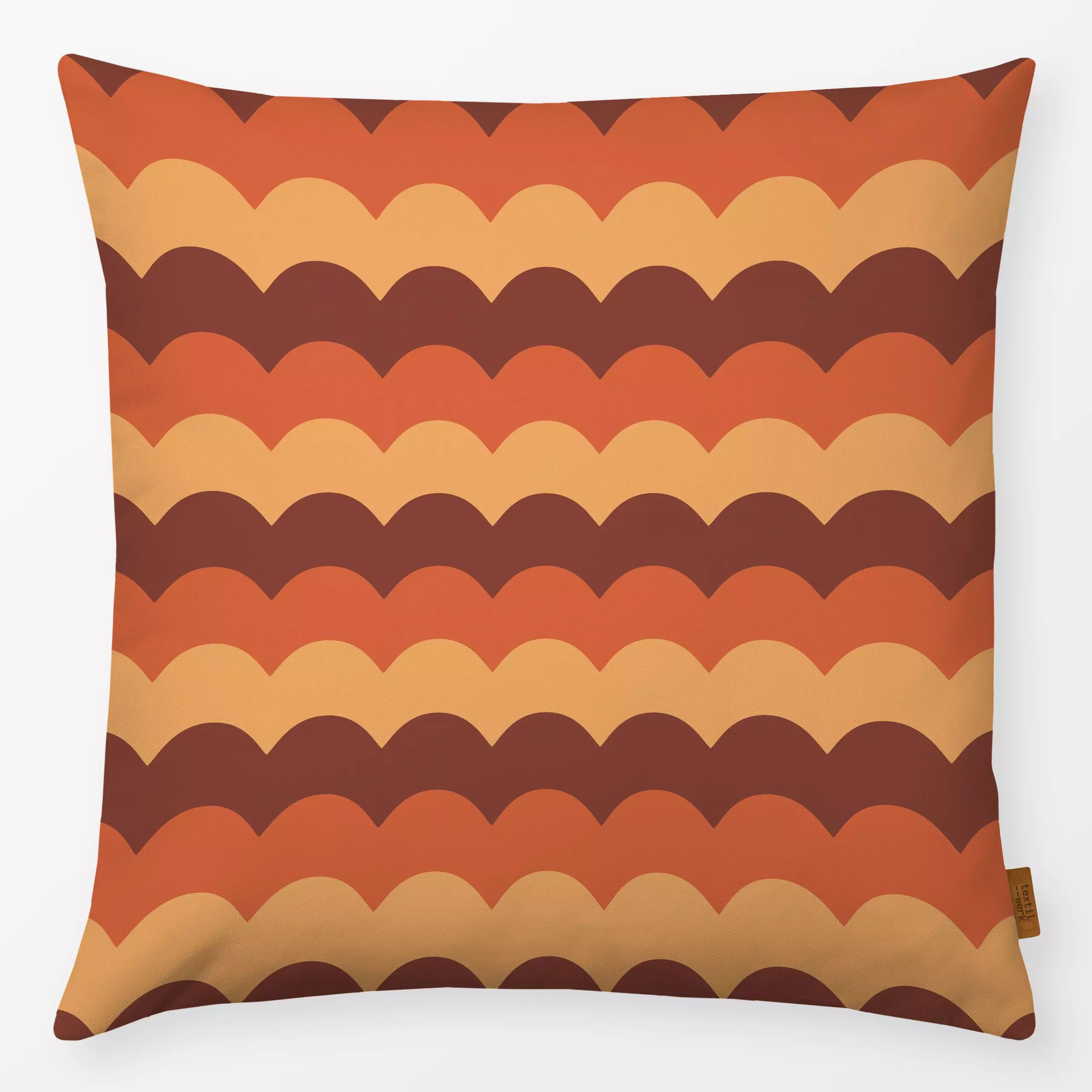 Kissen Herbst Retro Wellen Rot - Herbst, Symbole & Muster - von „Mareen Heinz"; Retro, wellen, vintage, Herbstdeko, organisc...