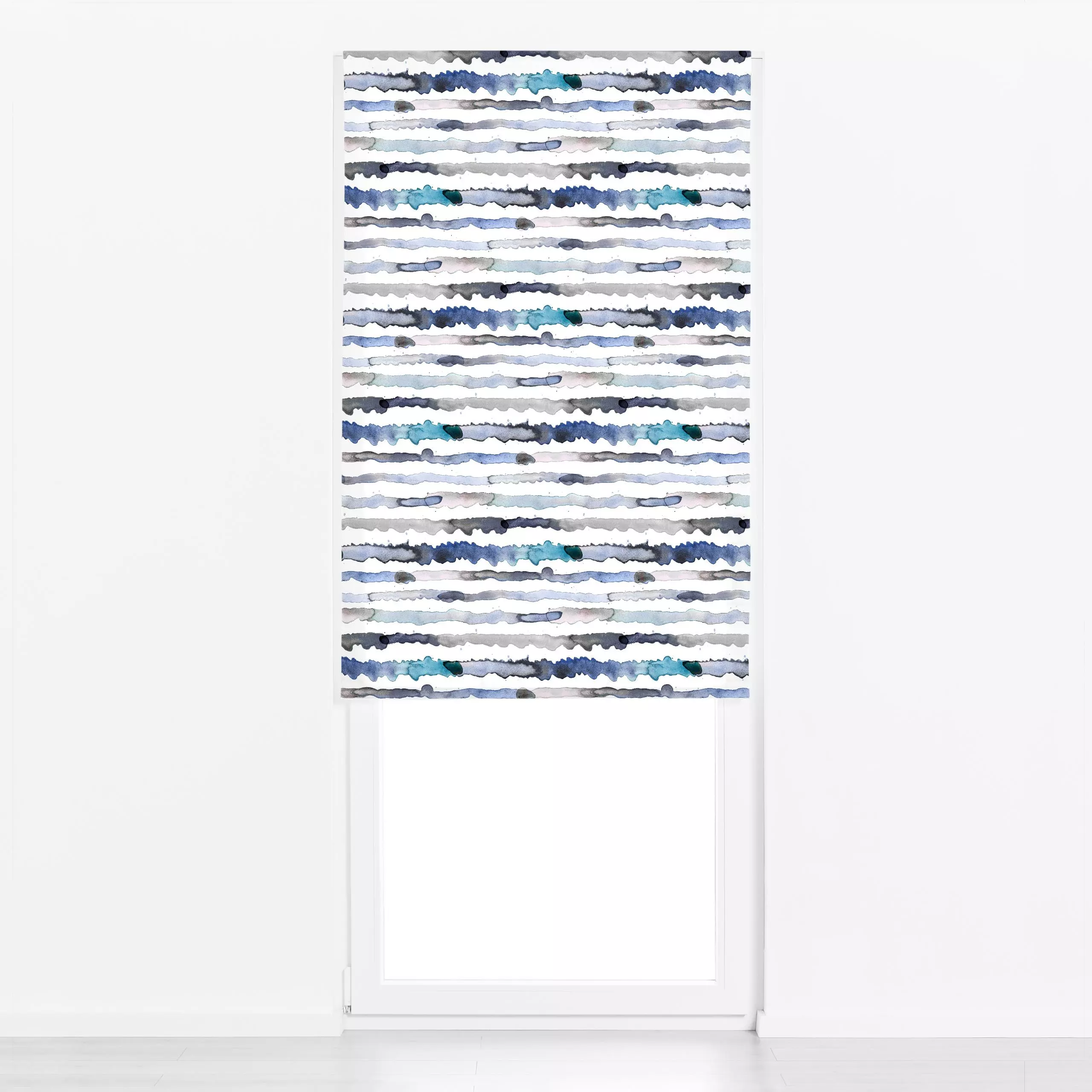 Raffrollo Watercolor Stripes Sea Waves - Natur & Landschaft, Sommer, Symbole & Muster - von „Ninola Design "; Muster, Aquare...