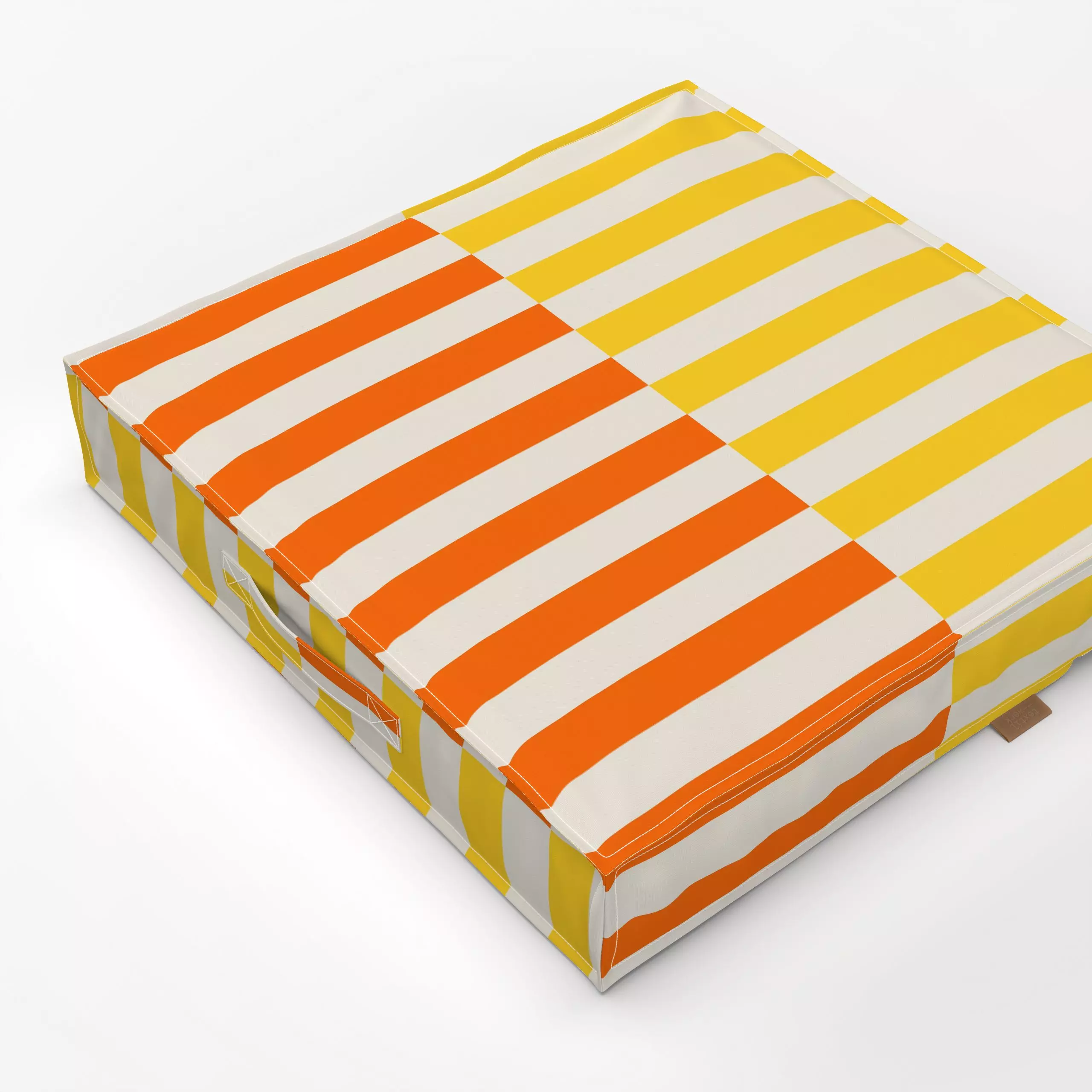 Bodenkissen Stripes Checks Yellow Orange - Sommer, Symbole & Muster - von „textilwerk"; Illustration, Sonne, Sommer, trend, ...