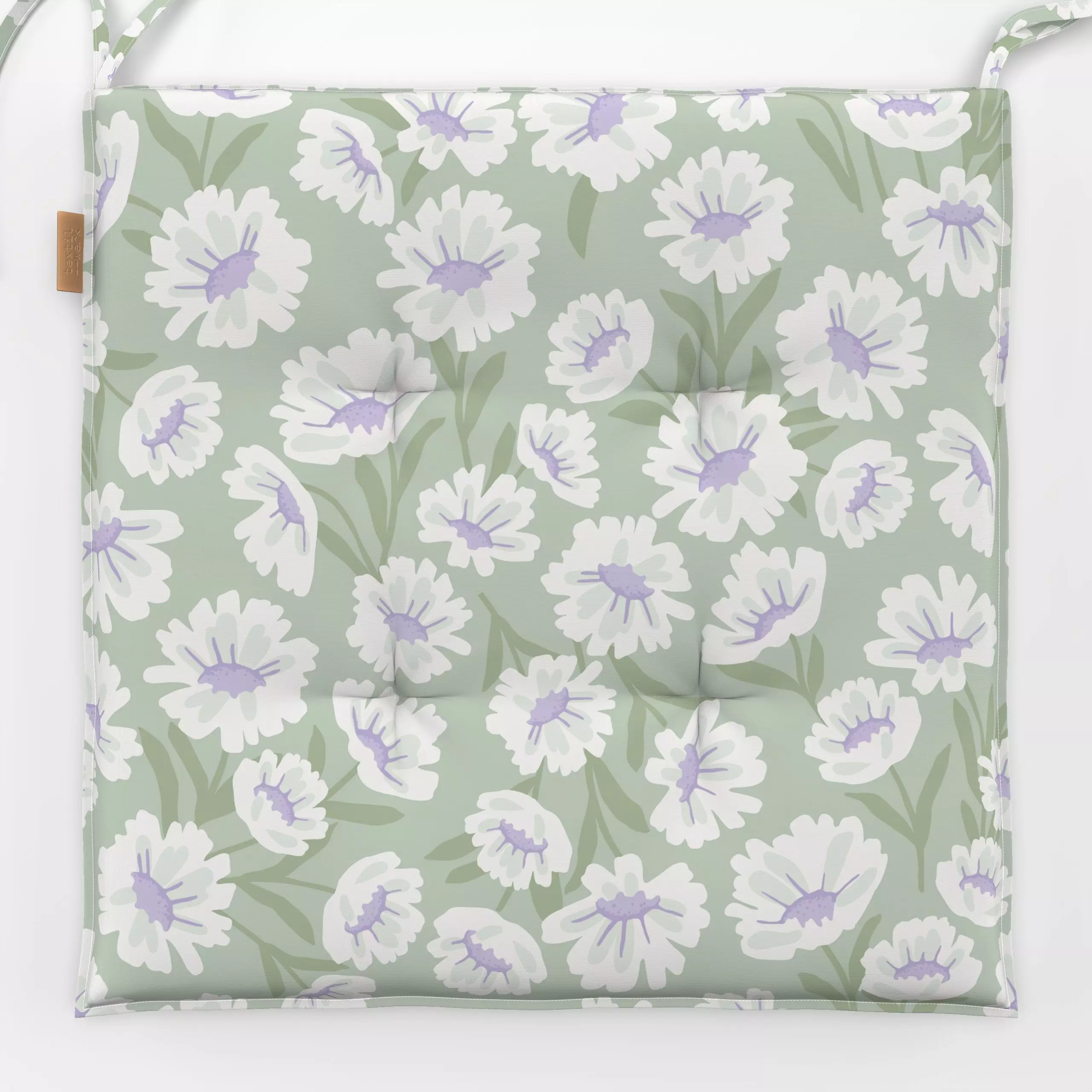 Sitzkissen Blumenwiese grün lila - Blumen & Florales, Pflanzen & Botanik - von „Studio Kesse"; Blumen, Garten, Blüten, Wildb...