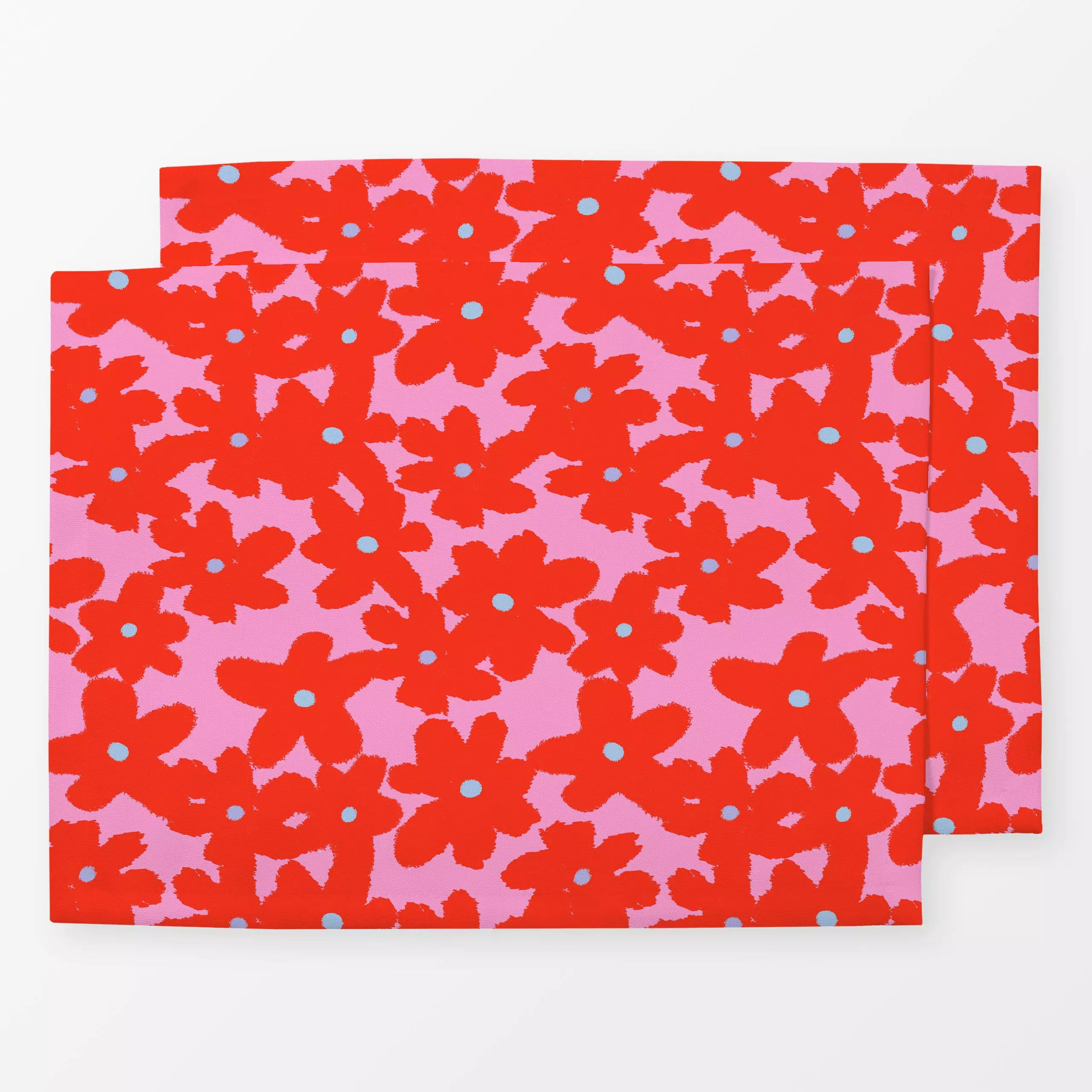 Tischset Flower Muster rot - Blumen & Florales, Pflanzen & Botanik - von „Julia Reyelt"; Blumen, Blüten, verspielt, trend, C...