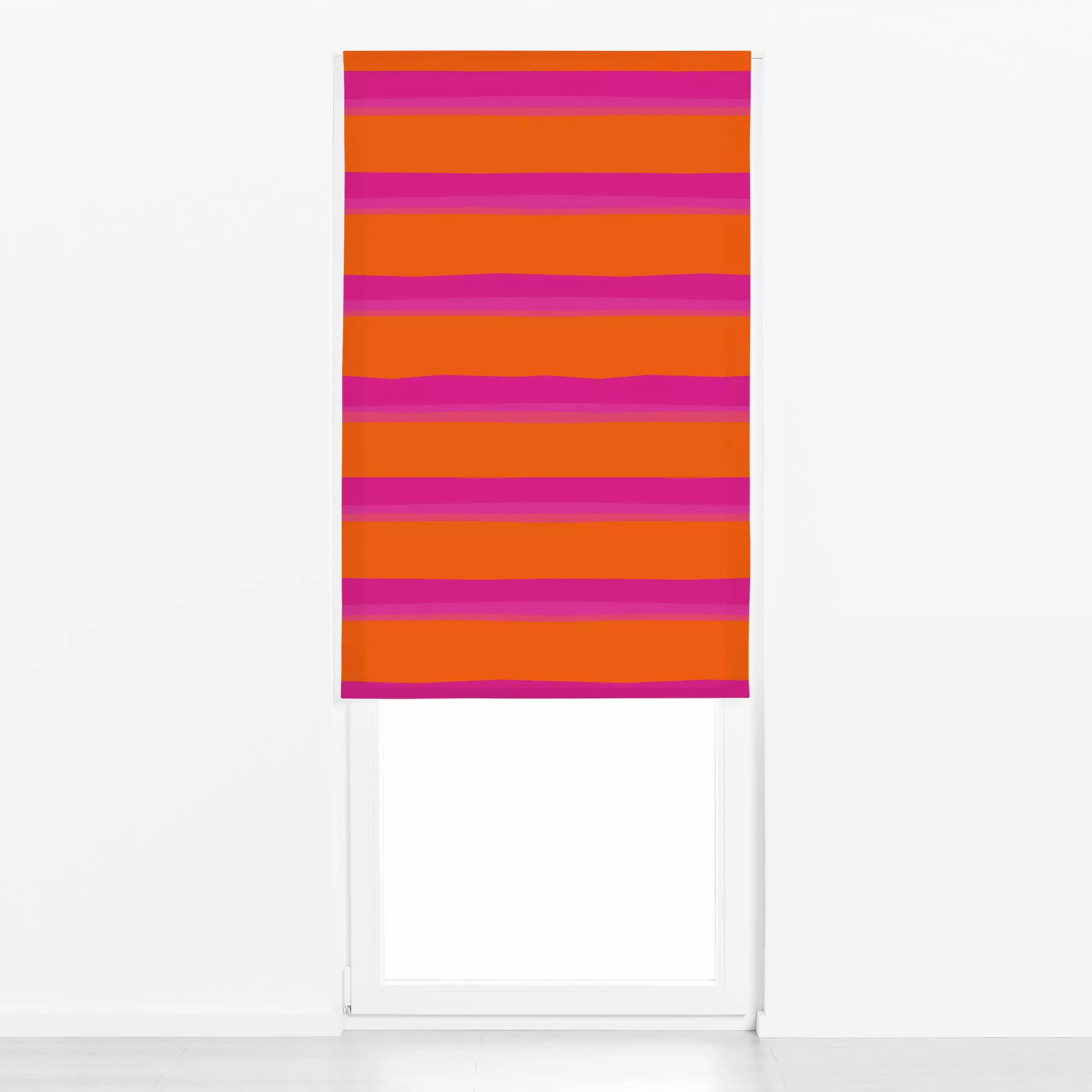 Raffrollo Papaya Streifen pink orange - Sommer, Symbole & Muster - von „Carolin Vonhoff"; Obst, Streifen, Garten, Früchte, t...