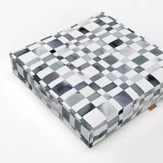 Bodenkissen Watercolor Checker Blue