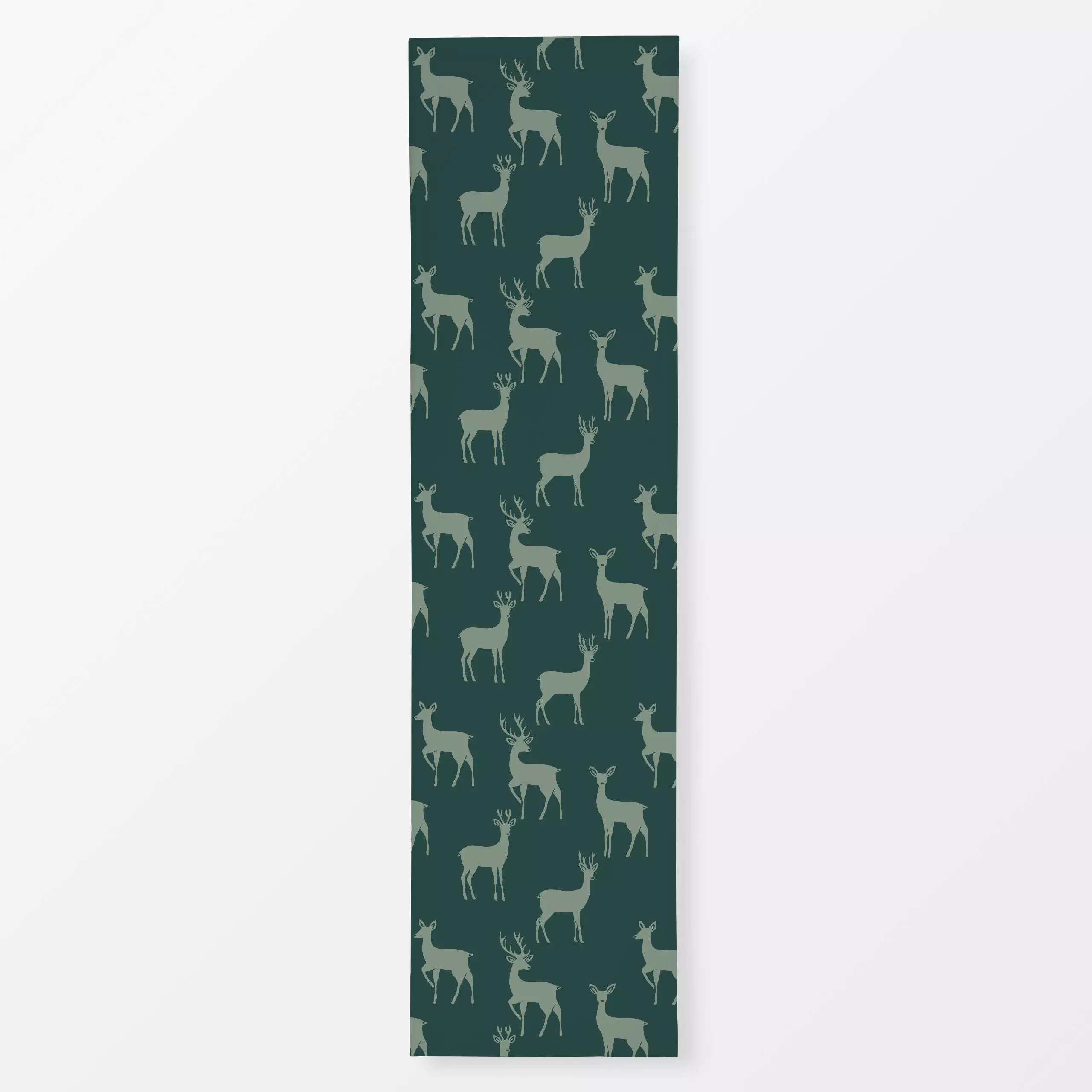 Tischläufer Rehe Hirsche grün - Tiere, Weihnachten - von „Studio Kesse"; Wildtiere, Weihnachten, Herbst, Hirsch, Scandi, Wei...