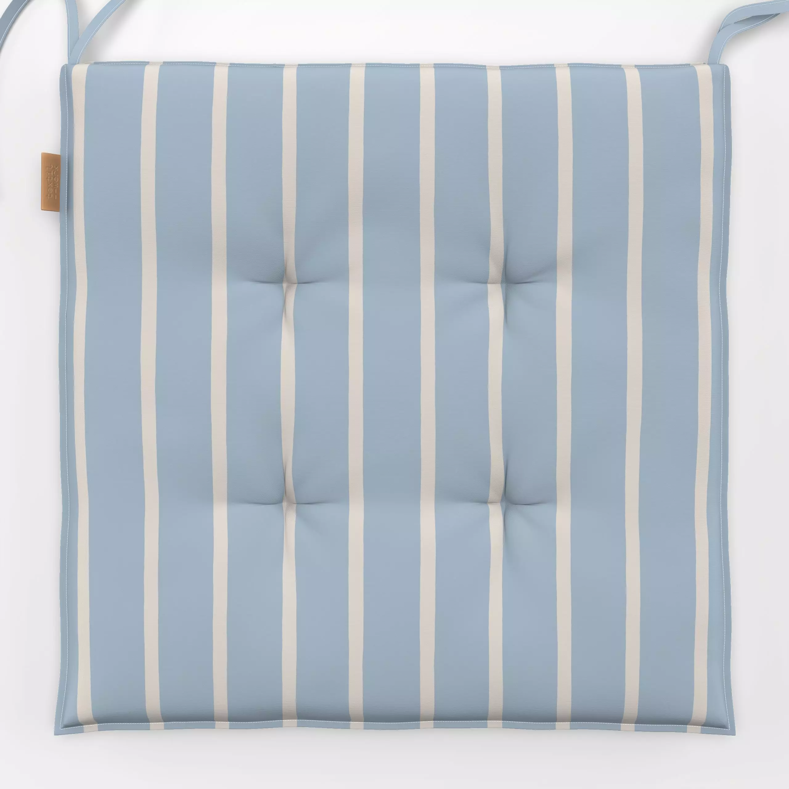 Sitzkissen Schmale Streifen Blau Creme - Symbole & Muster - von „Studio Kesse"; Linien, Streifen, Hygge, Cozy, landhaus, Her...