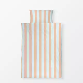 Bettwäsche Apricot Hellblau Streifen Big
